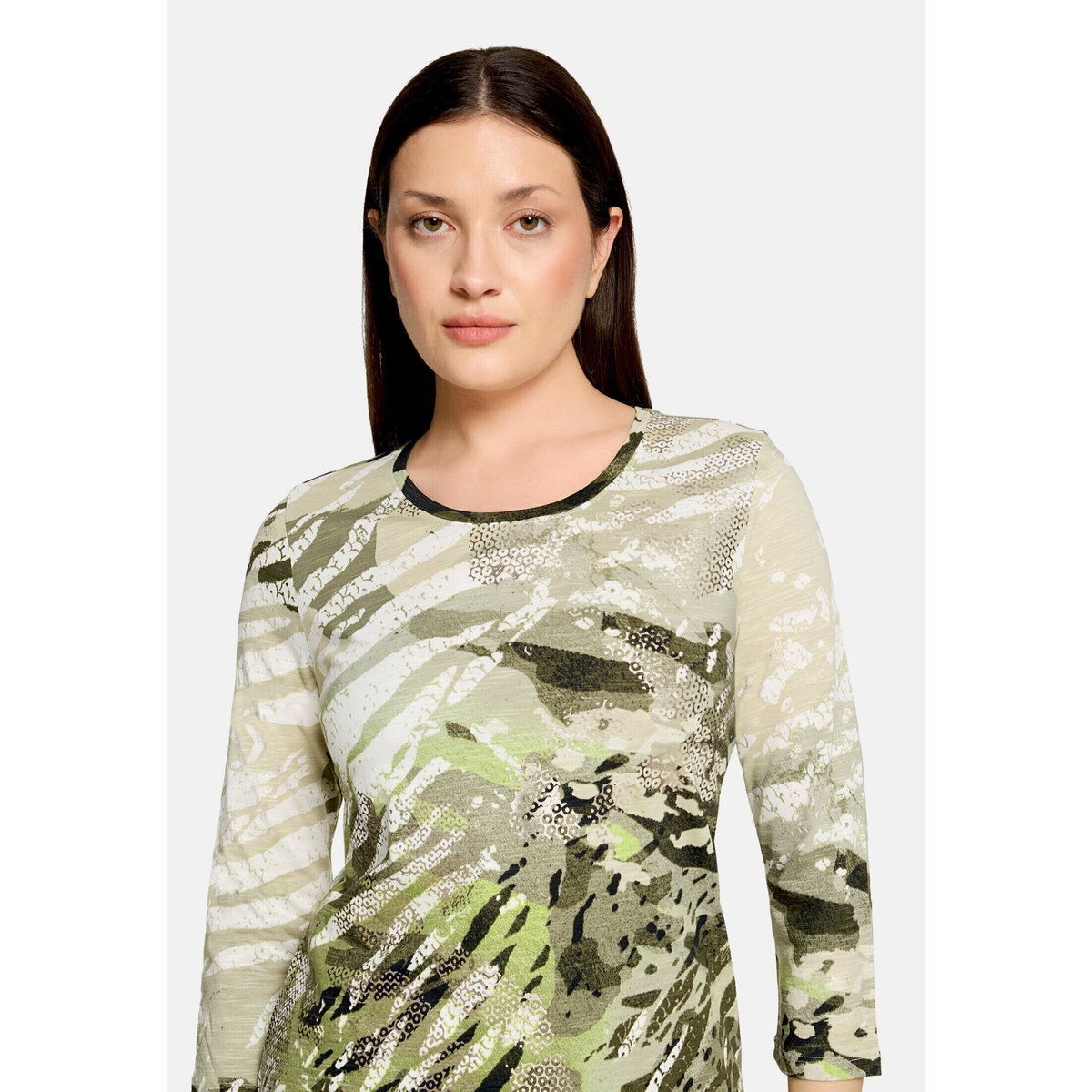 T-shirt basique à imprimé khaki/cream, BETTY BARCLAY