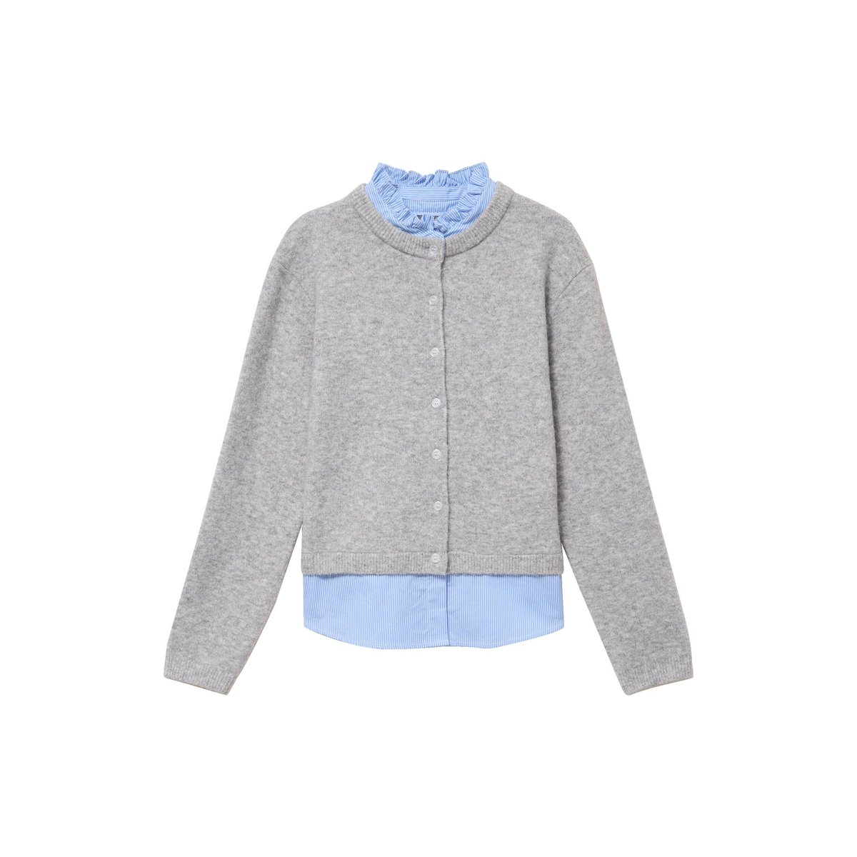 Gilet 2-en-1 col chemise manches longues gris clair, CACHE CACHE