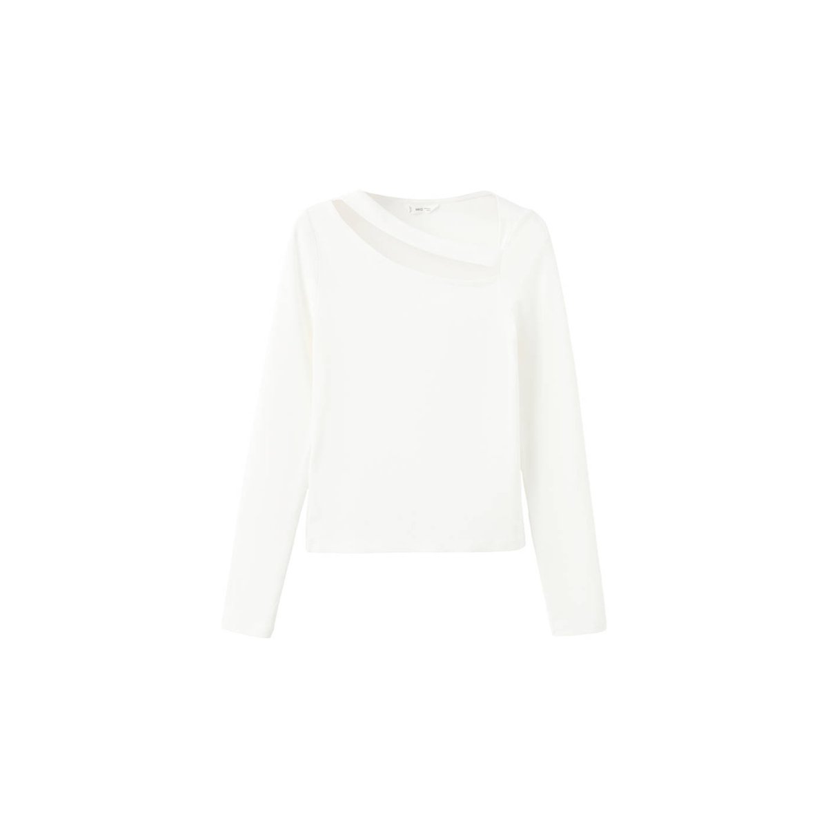 T-shirt asymétrique à découpe blanc cassé, MANGO TEEN