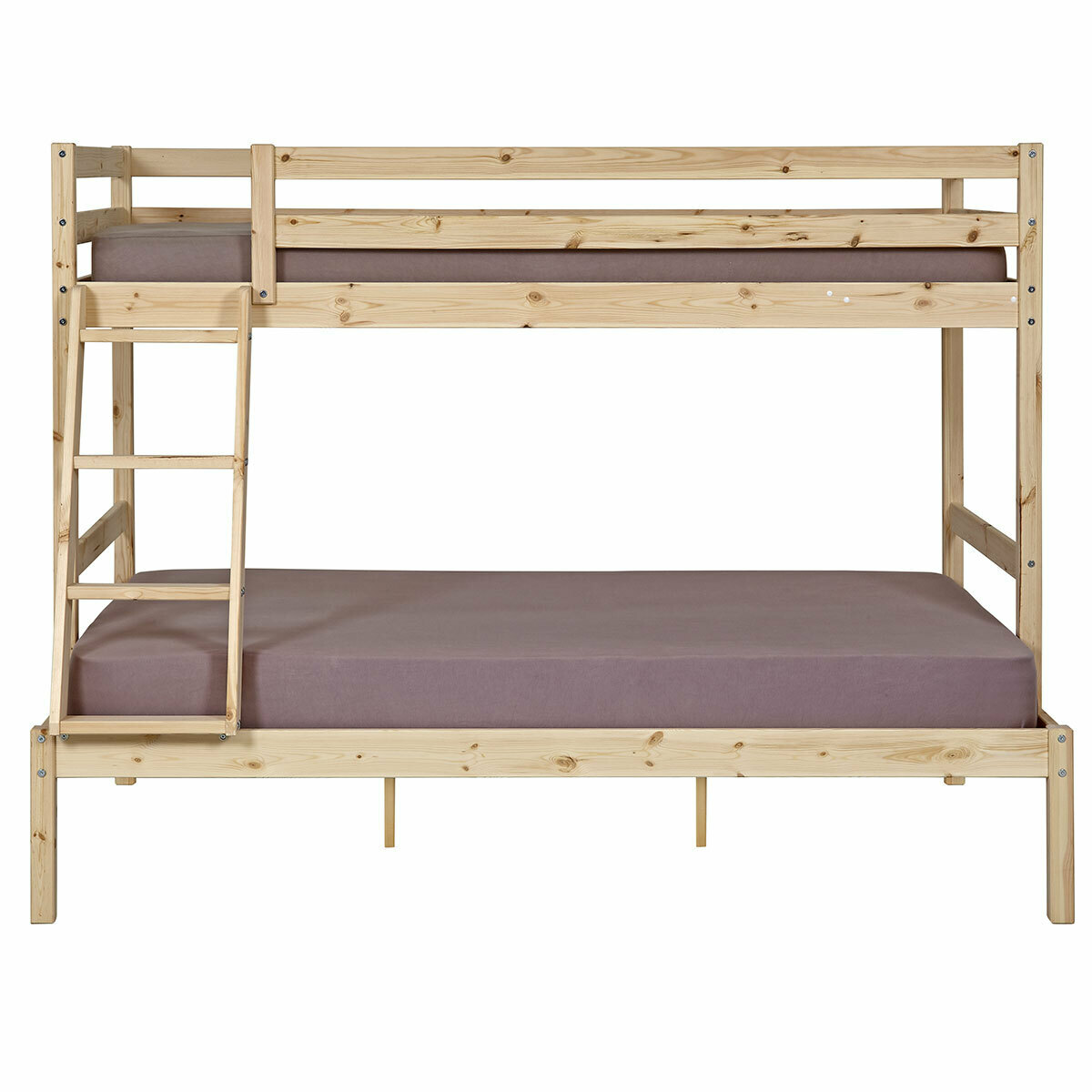 Pack lit superposé avec 2 matelas Bois massif JULIAN bois naturel, AKITEN RETAIL