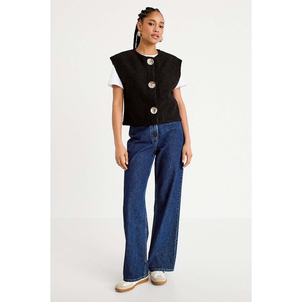 Gilet sans manches effet polaire noir, CACHE CACHE
