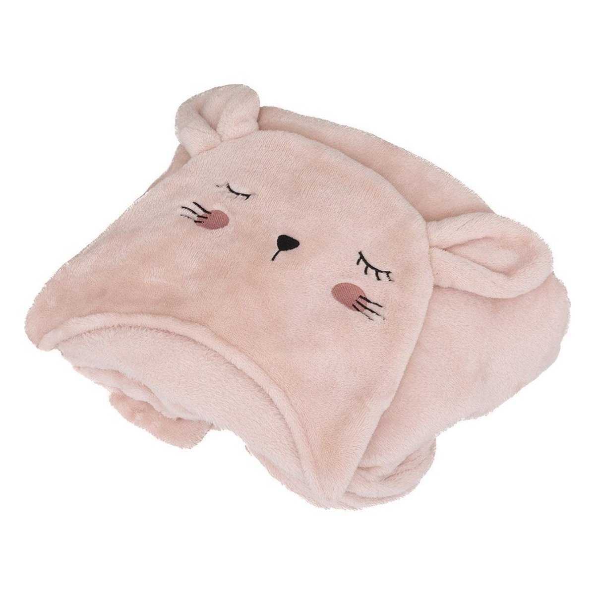 Plaid capuche chat 100x130 rose, ATMOSPHERA