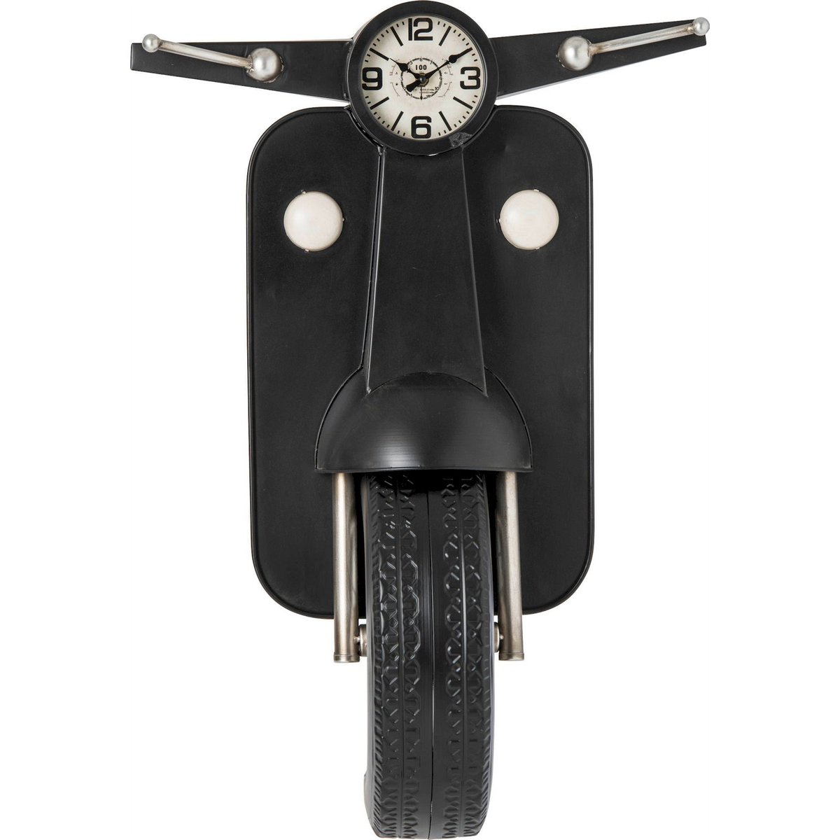 Horloge murale en métal esprit scooter noir, RECOLLECTION
