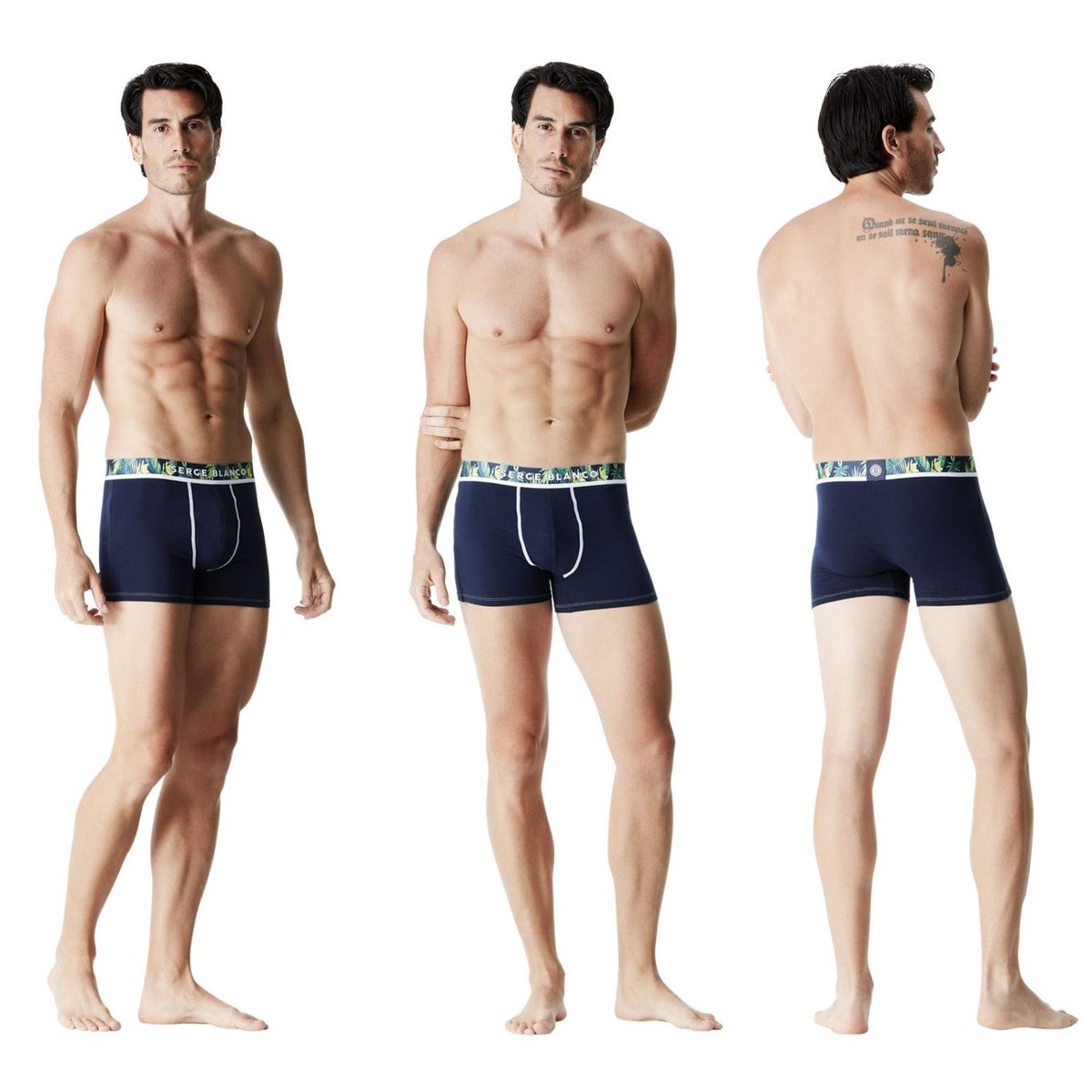 Lot De 6 Boxers Coton bleu/gris/noir, SERGE BLANCO