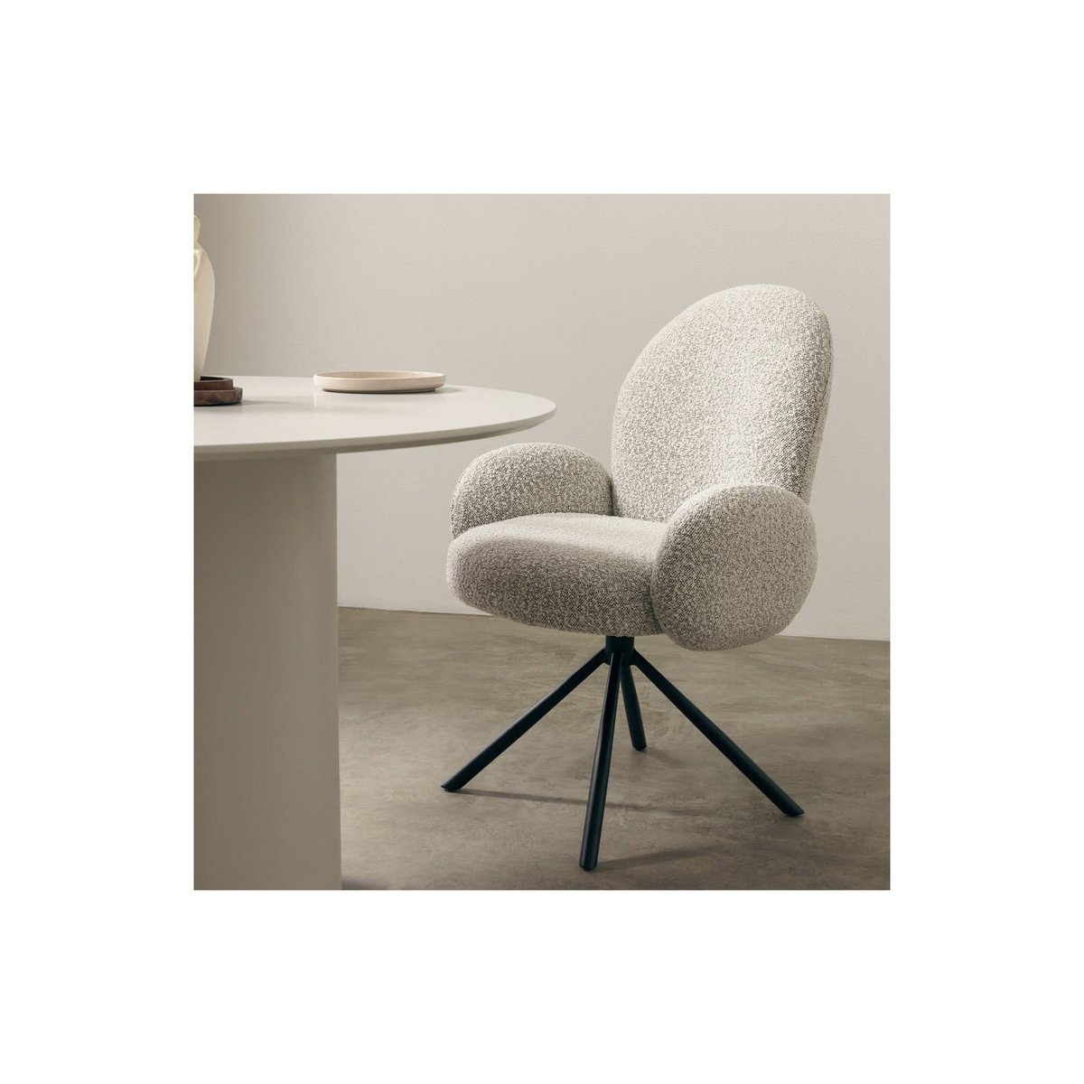 Chaise pivotante en tissu, FINEST gris clair et noir, RECOLLECTION