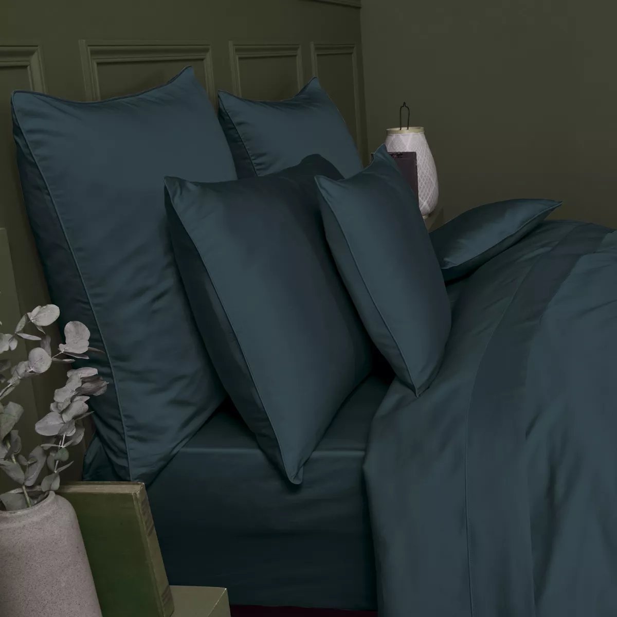Taie d'oreiller satin de coton AVA UNI crepuscule, GARNIER THIEBAUT