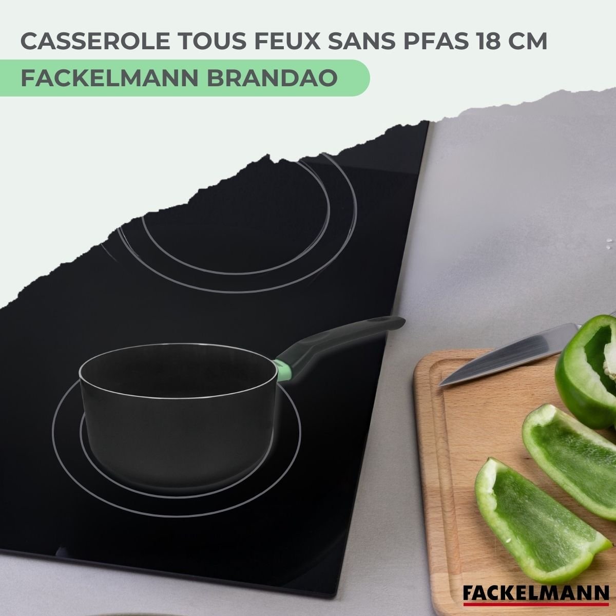 Batterie de cuisine 1 casserole 18cm BRANDAO vert,noir, FACKELMANN