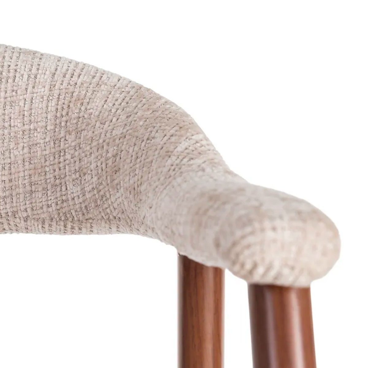 Chaise design métal effet bois et tissu tweed beige 56x57x78cm beige, WADIGA