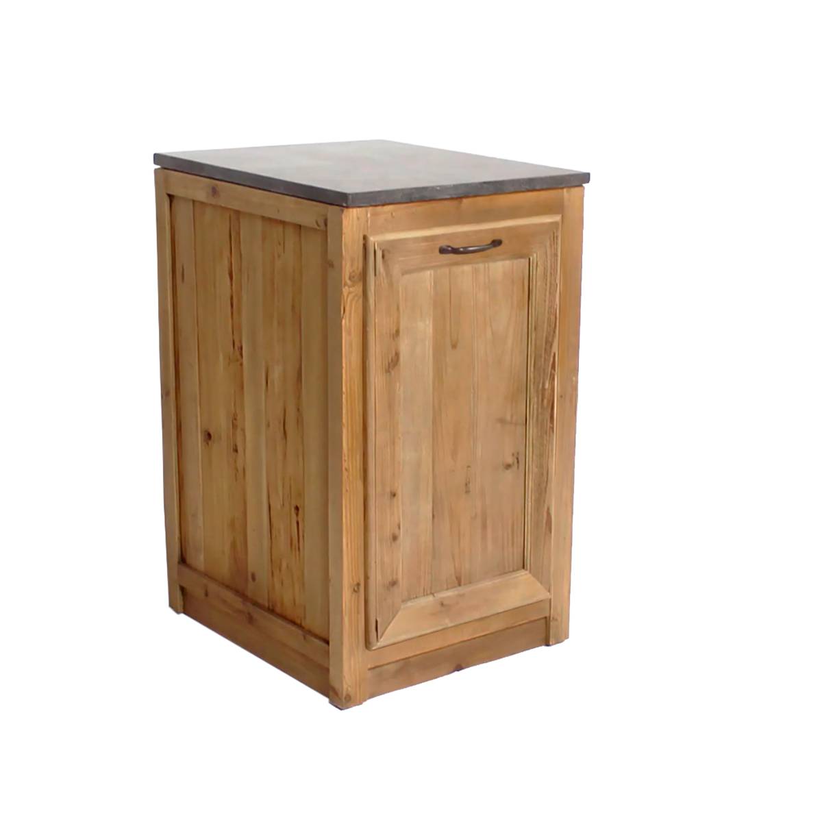 Meuble bas de cuisine en bois recyclé et pierre bleue CHAMPÊTRE bois clair, MADE IN MEUBLES