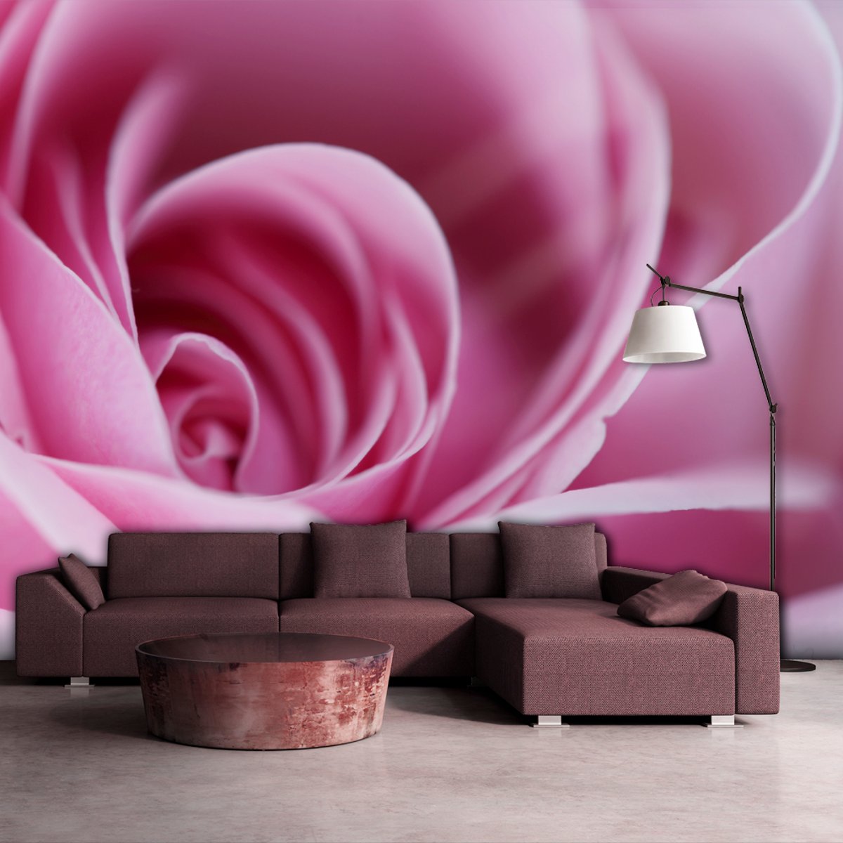 Papier peint intissé panoramique Fleurs Rose rose gris / argent, EDEN