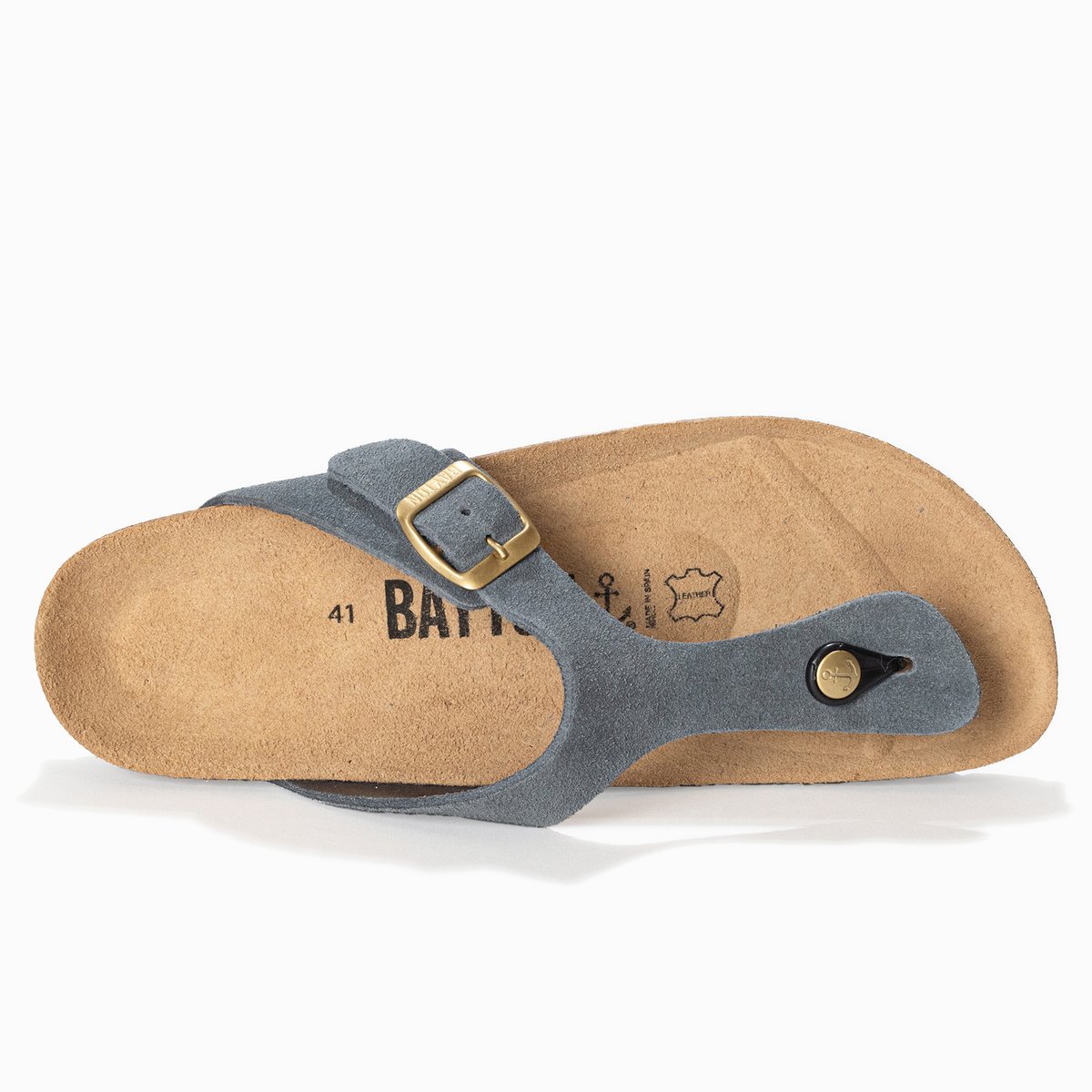 Tongs en cuir suédé MERCURE gris, BAYTON
