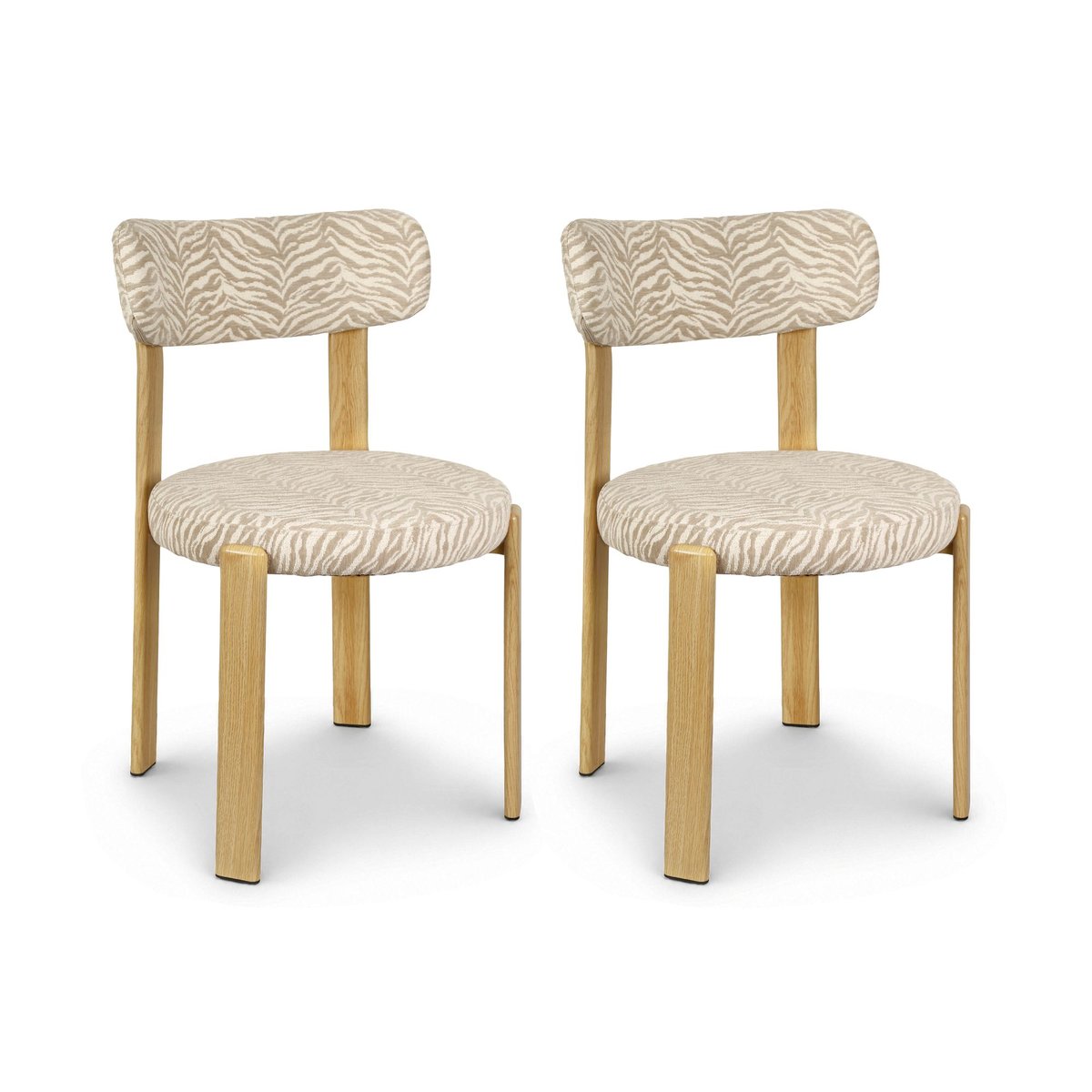 Lot de 2 chaises de table en tissu zébré, LILY couleur unique, NOW'S HOME