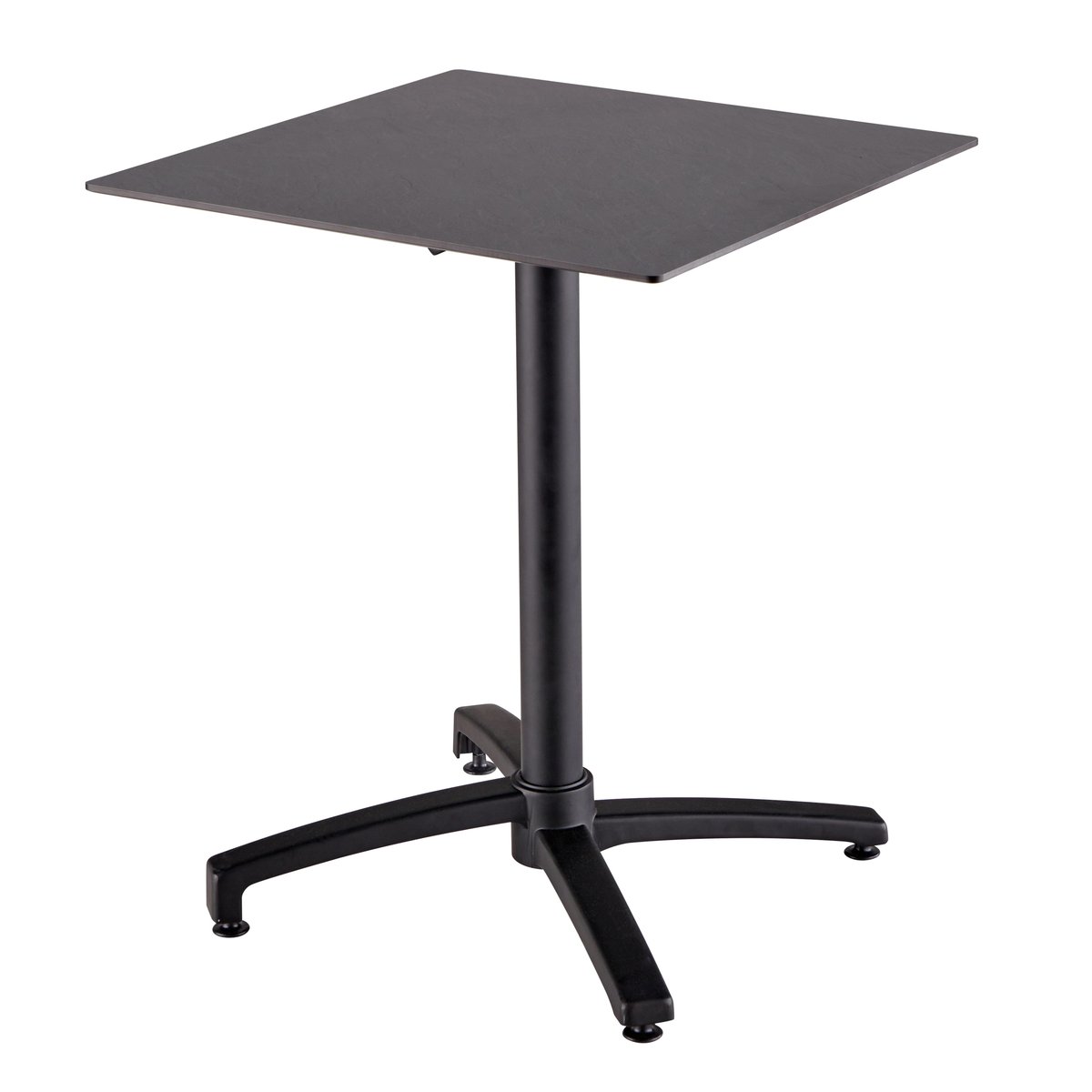 Table 60x60 cm inclinable stratifiée avec pied noir et chaises en métal, OPERA gris anthracite, OVIALA