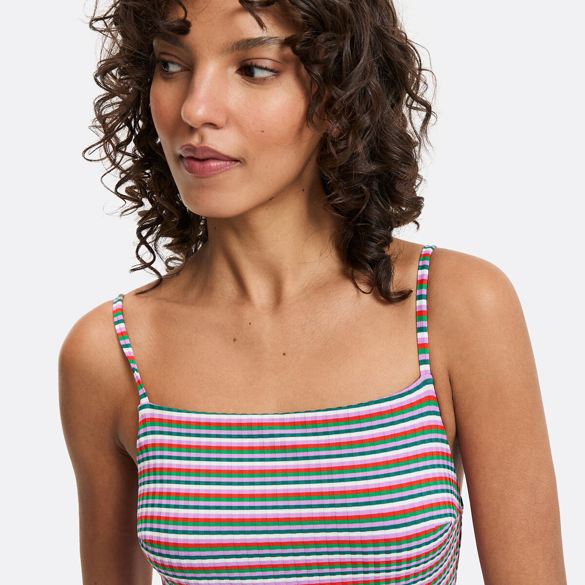Maillot de bain 1 pièce, à rayures, en maille côtes plates, Signature HELENA rayures multicolore, LA REDOUTE COLLECTIONS