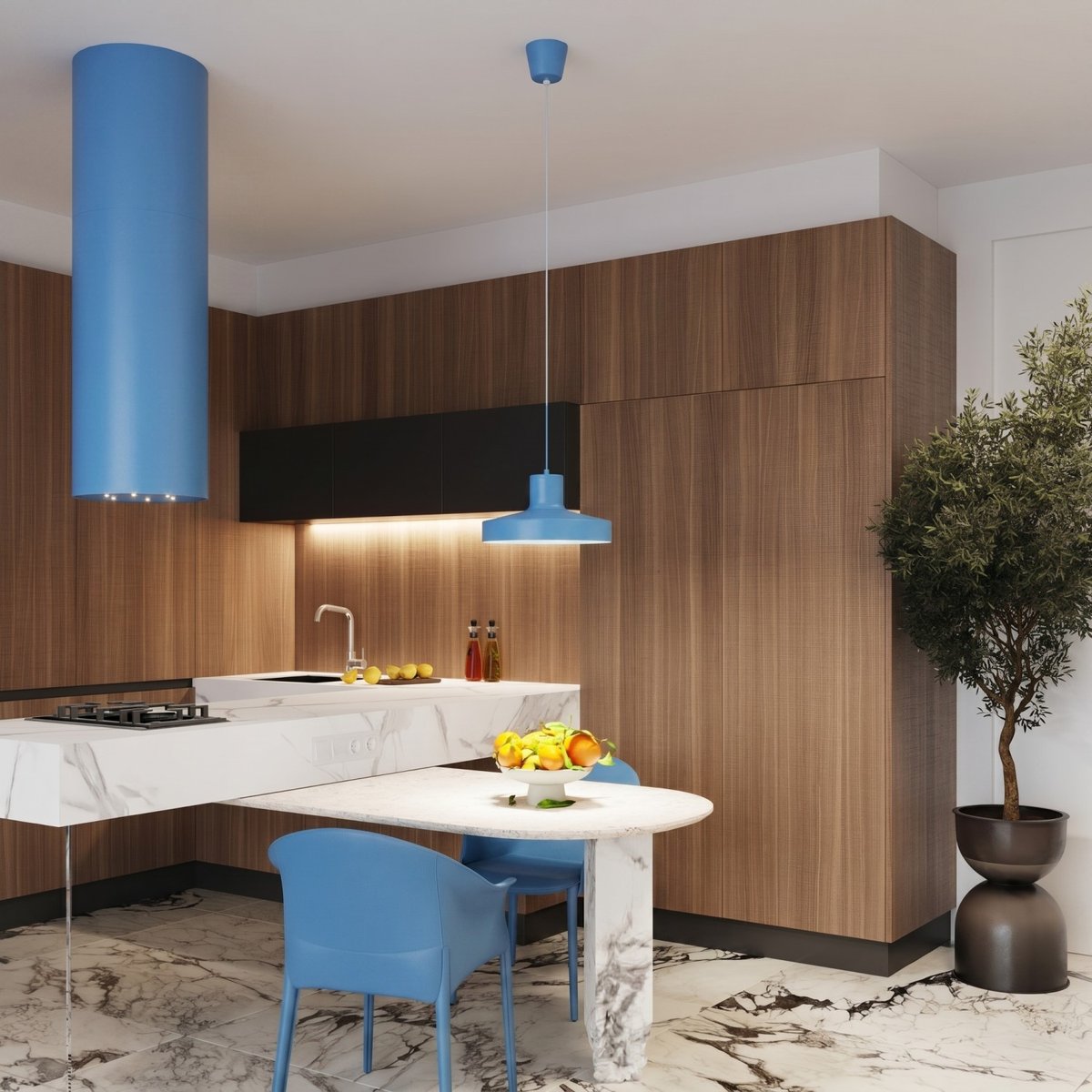 Suspension Acier Bleu E27 1 BILO bleu, EDEN
