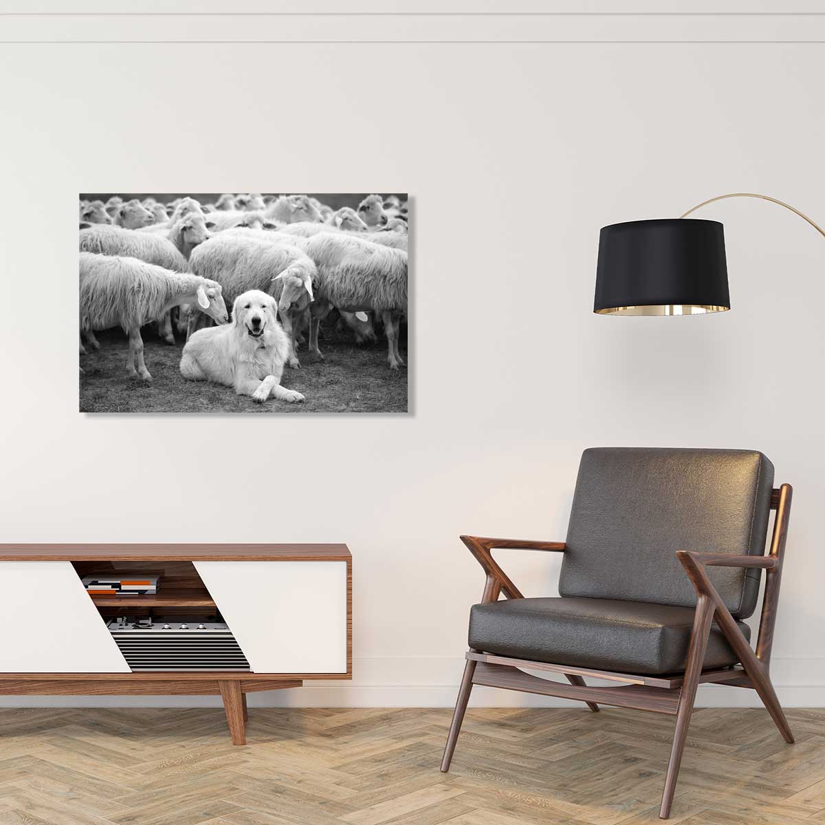 Tableau paysage chien de berger tableau alu dibond, HEXOA