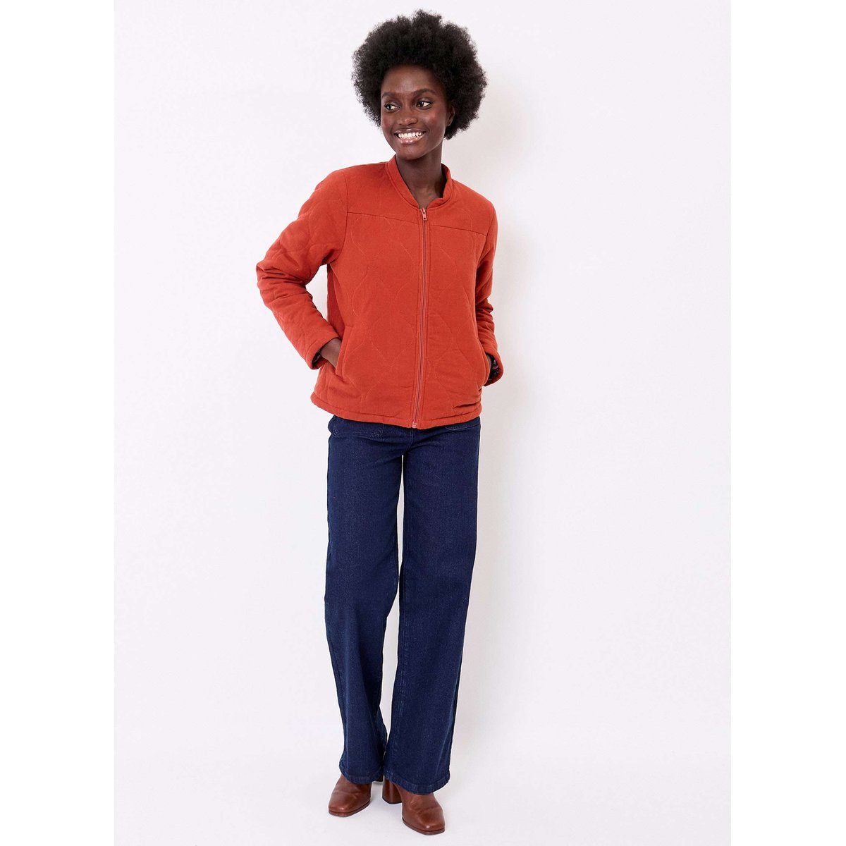 Veste matelassée flanelle coton bio OLAFI orange, LA FIANCÉE