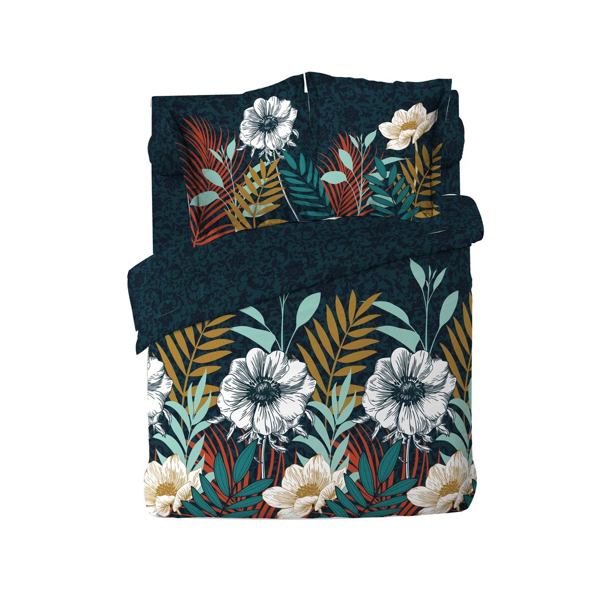 Housse de couette coton 6 pieces Fleur d'adison multicolore, EDEN
