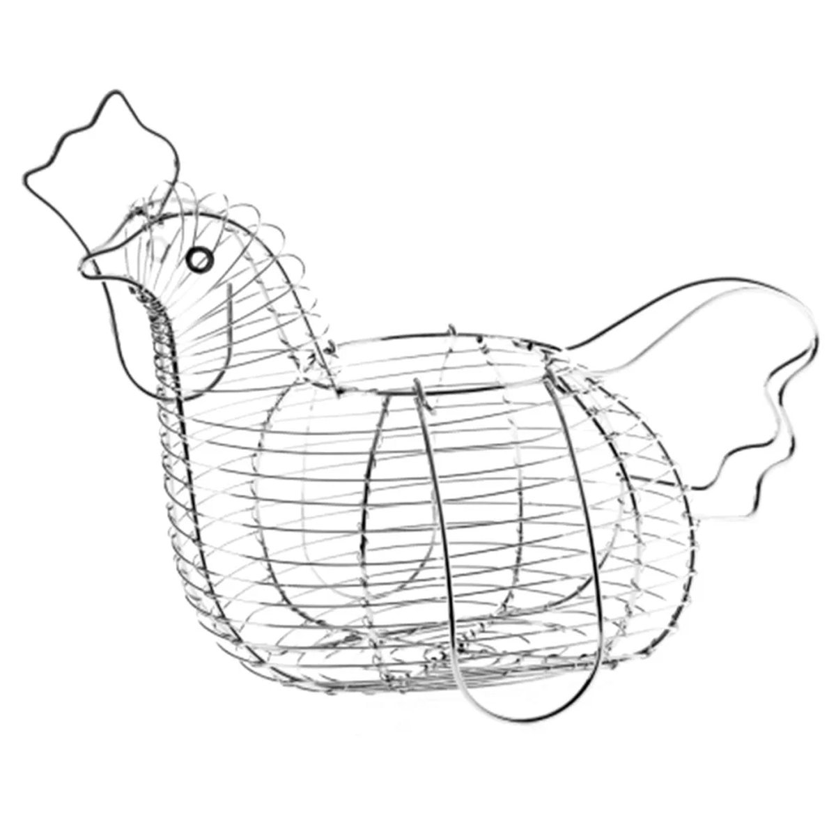 Panier à oeufs poule en métal chromé 35x17x28cm chrome/inox, WADIGA