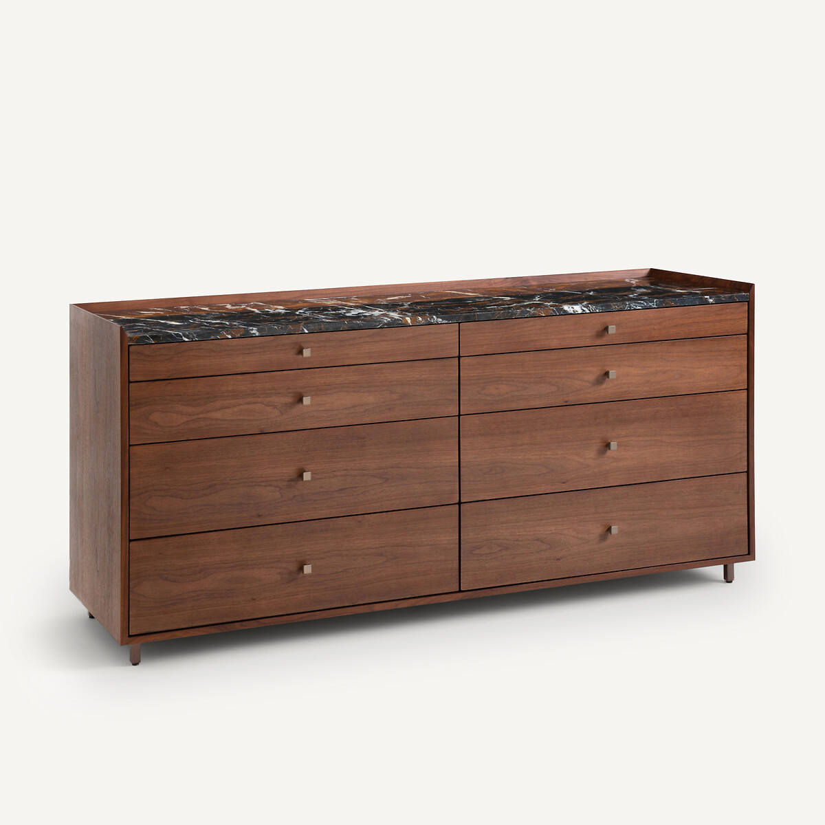 Commode 6 tiroirs plaqué noyer marbre ambré, Noham marbre ambré, AM.PM