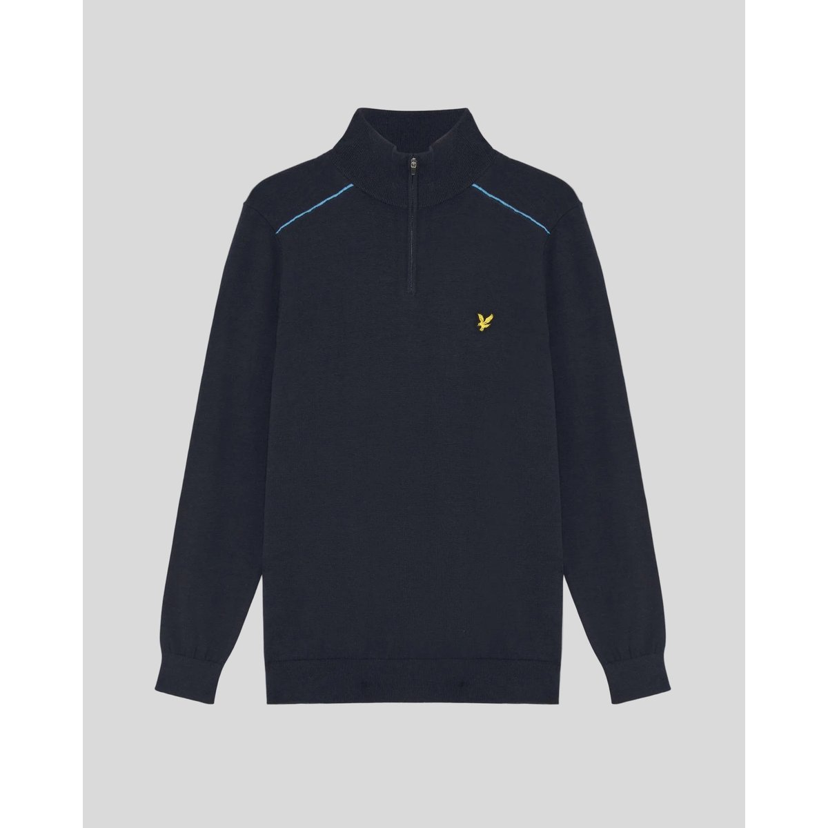 Pull camionneur à liserés zippé bleu foncé marine, LYLE & SCOTT