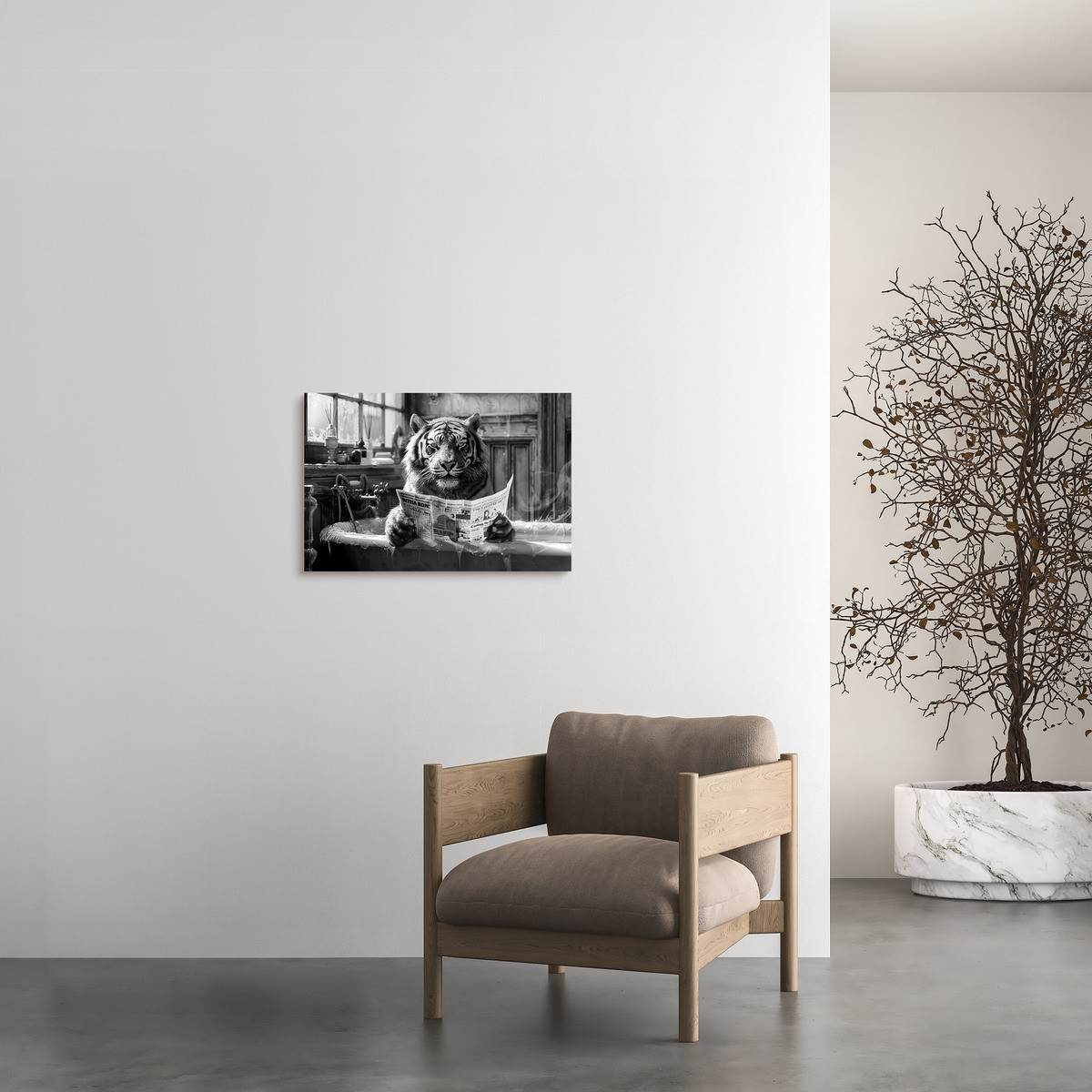 Tableau Sur Toile Tigre Au Bain ANIMAUX HUMANISÉS tableaux sur toile-noir & blanc, CEANOTHE