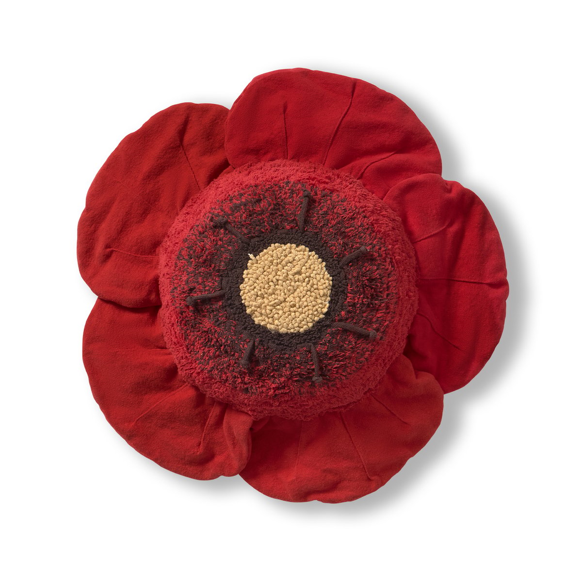 Coussin de sol Coquelicot PETALS & PALS rouge, grain de café, miel, naturel, vert monstera, grain de café, LORENA CANALS