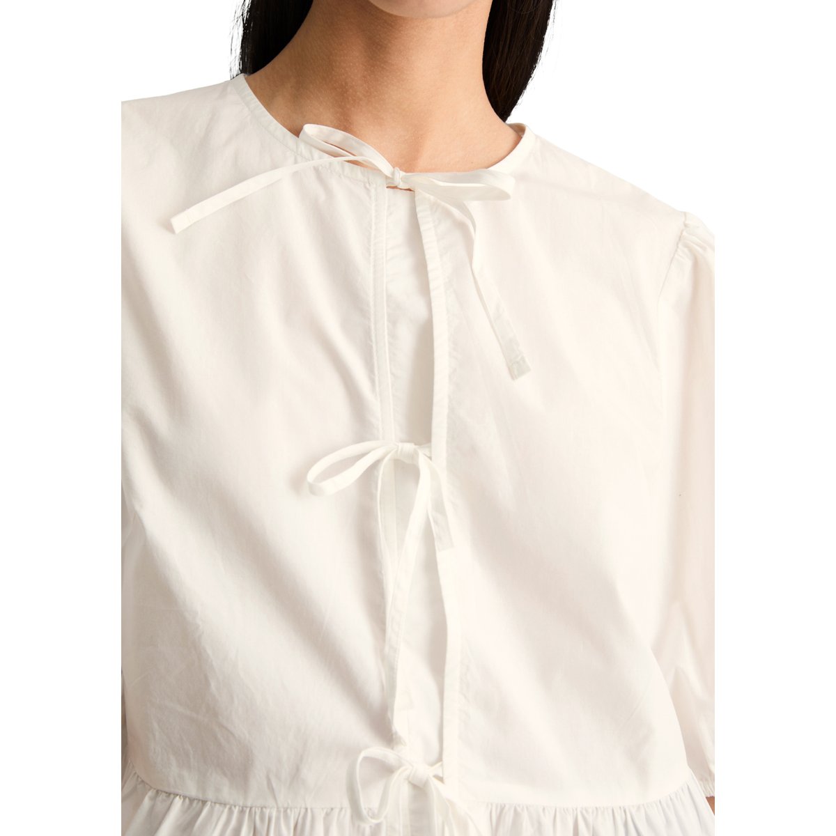 Blouse péplum regular en popeline de coton blanc, MARC O’POLO DENIM