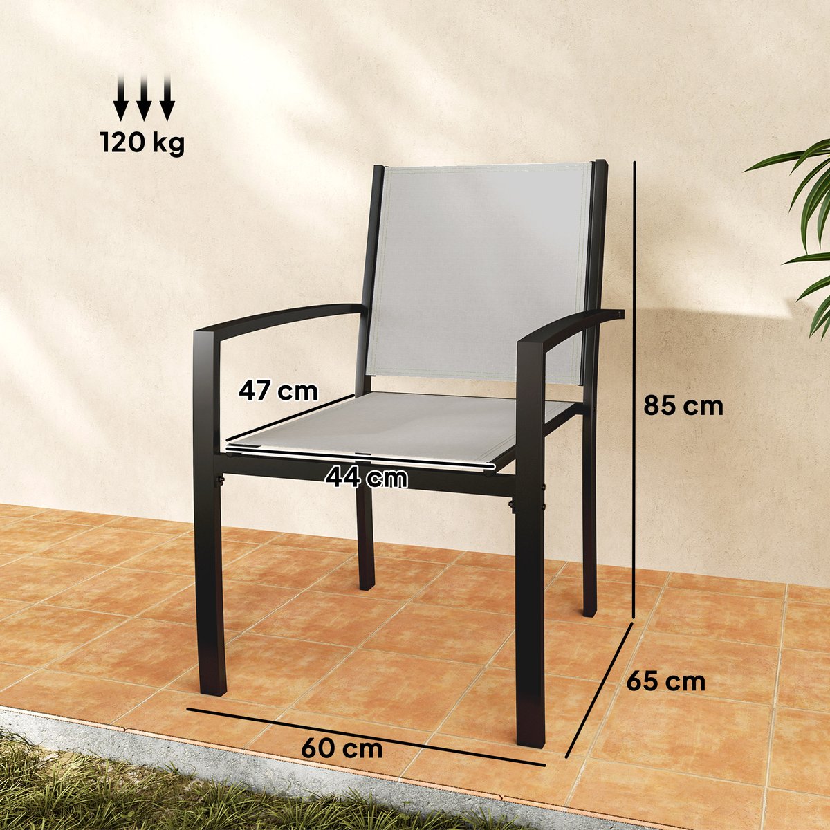 Ensemble de chaises de jardin Acier Gris gris, OUTSUNNY