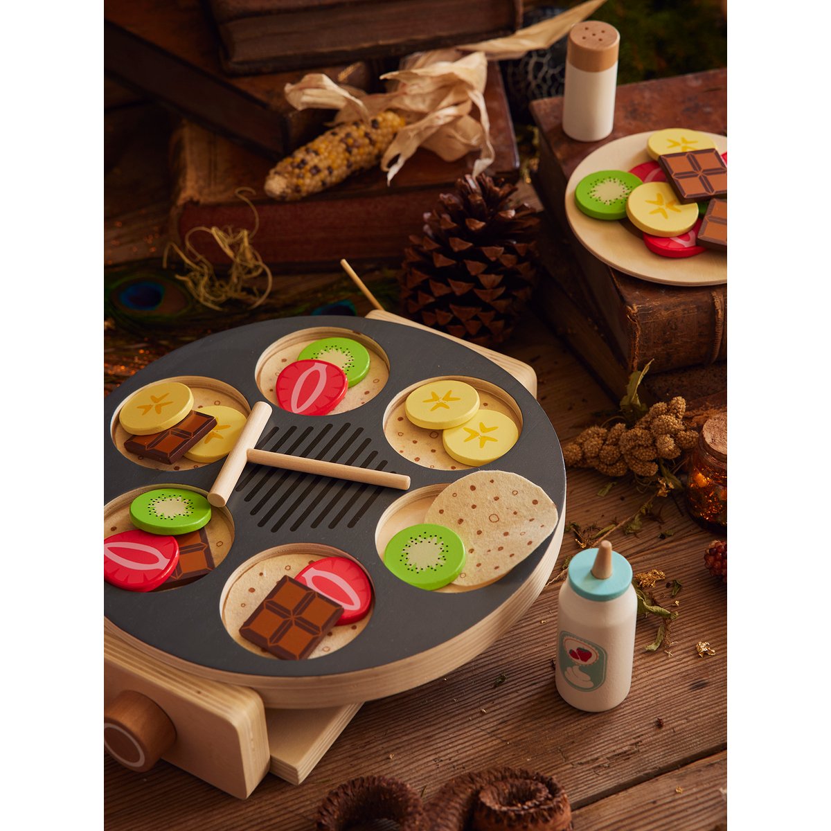Set crêpes party en bois gris, VERTBAUDET