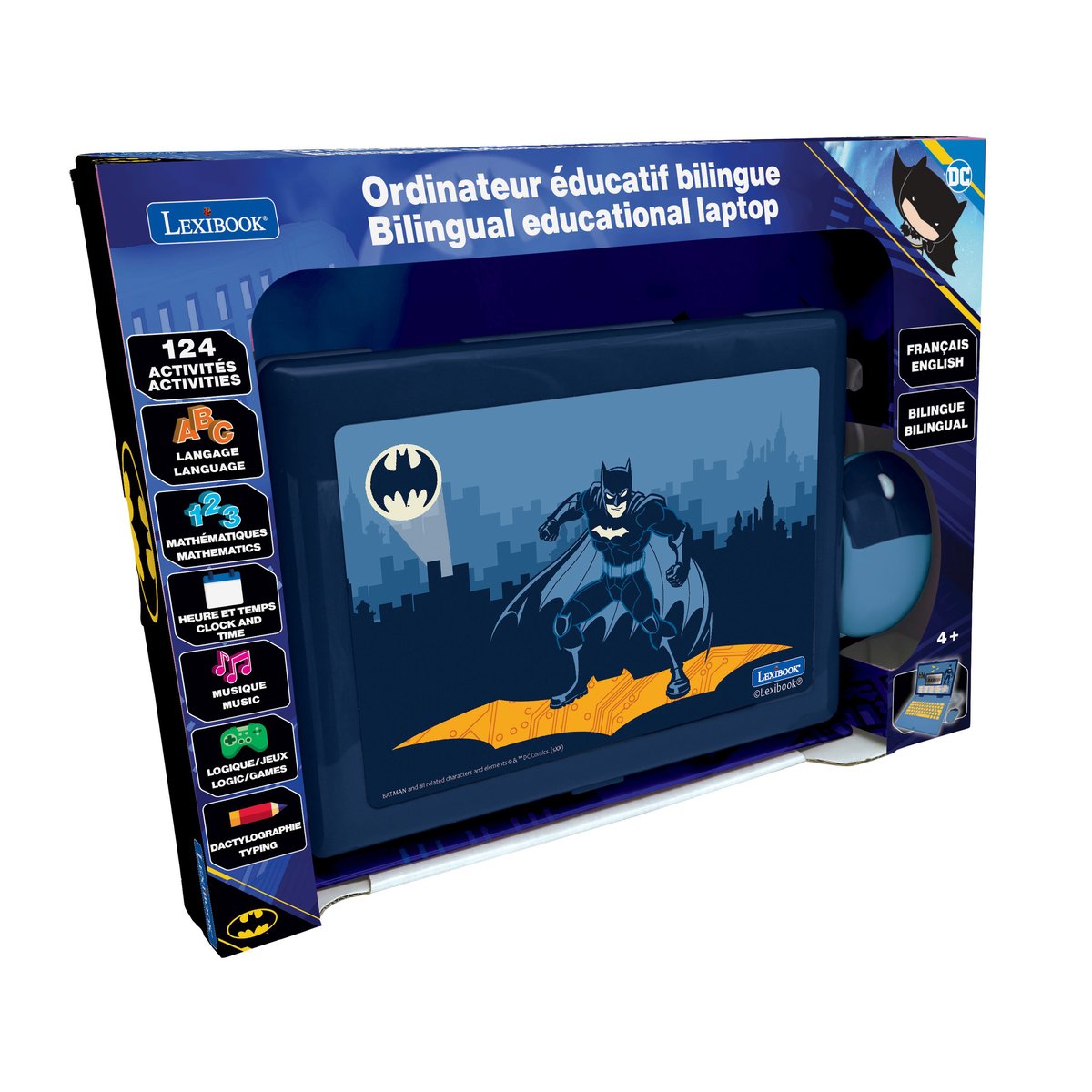 Ordinateur portable éducatif bilingue Batman français-anglais bleu marine, LEXIBOOK