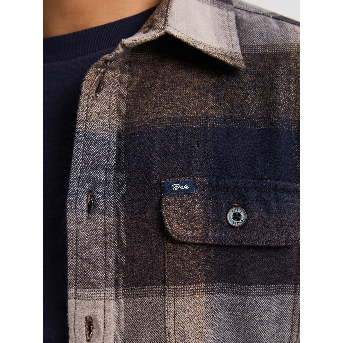 Chemise à carreaux clackamas marron mud, PETROL INDUSTRIES