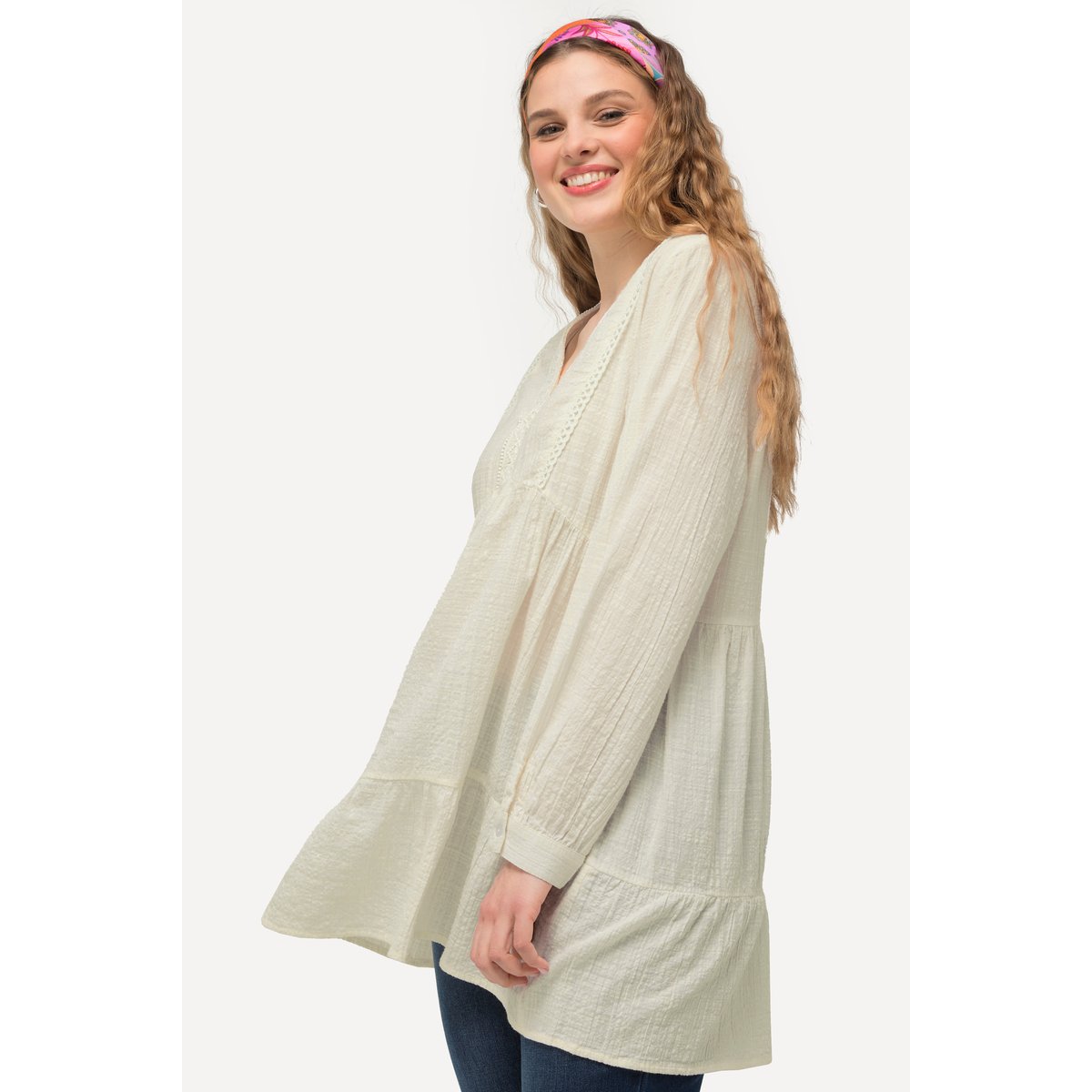 Tunique avec dentelle blanc neige, ULLA POPKEN