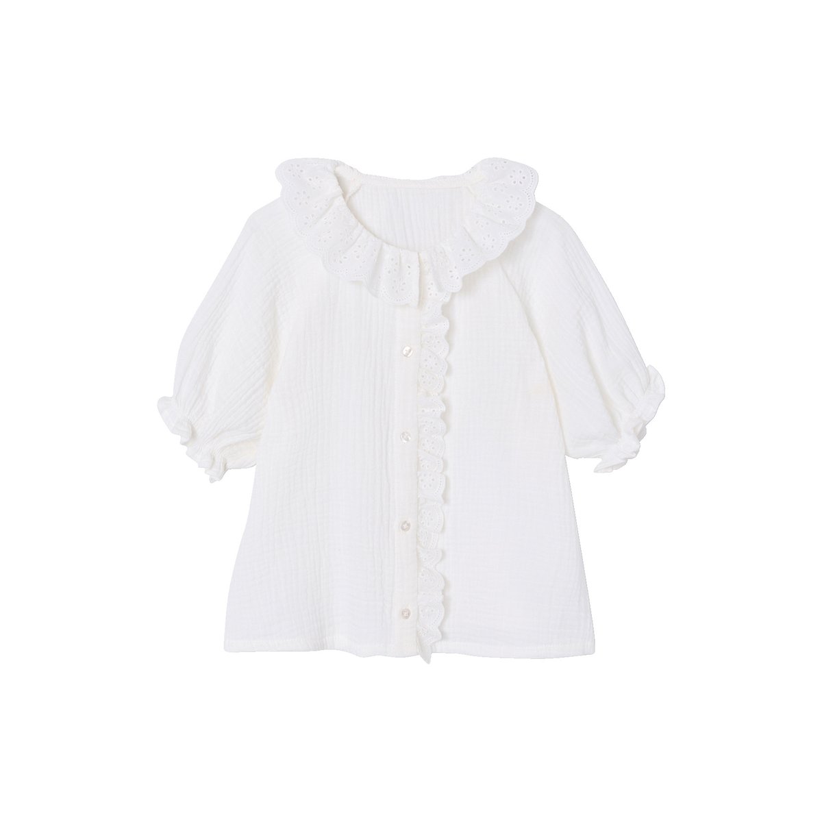 Chemise broderie anglaise écru, VERTBAUDET