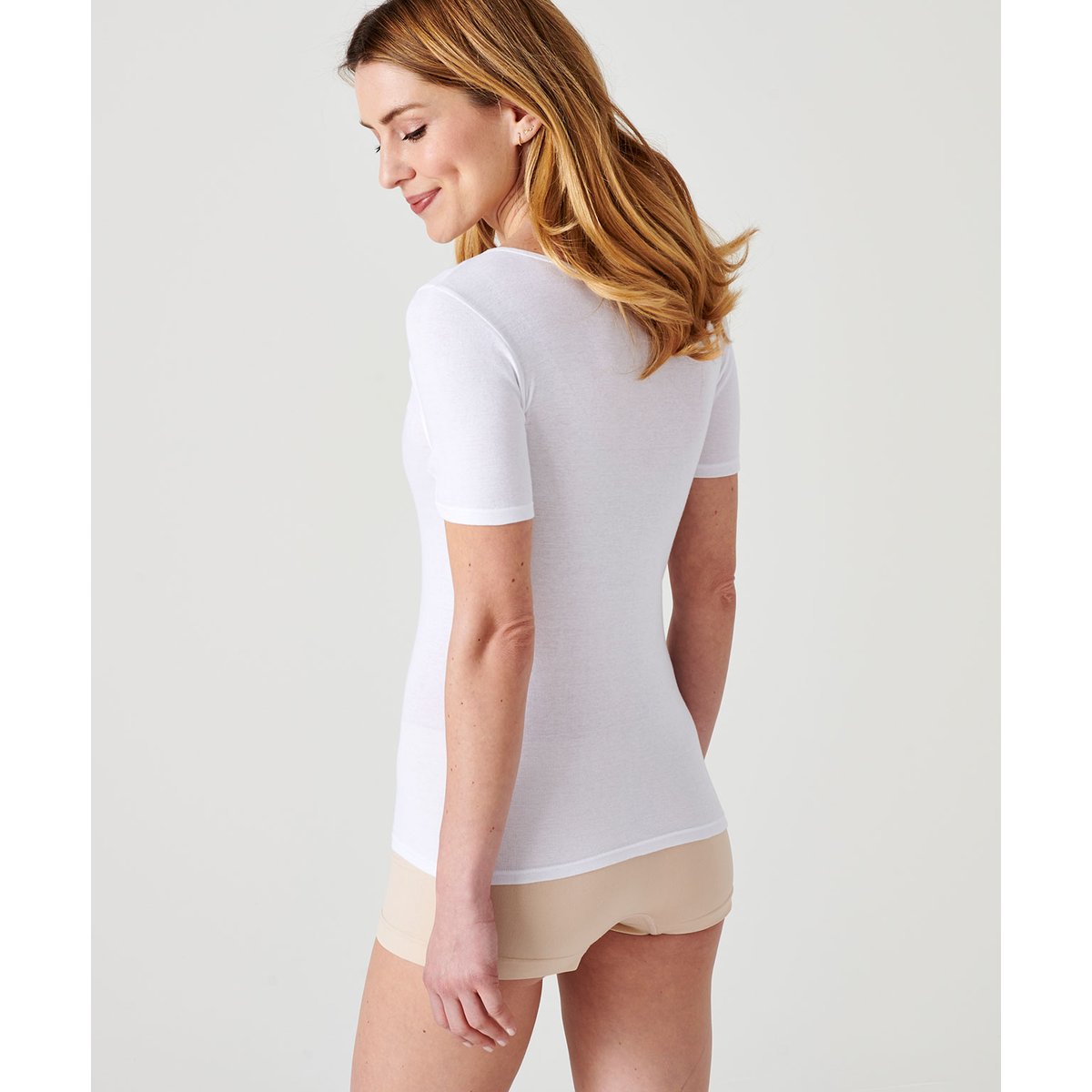 Tee-shirt MC guipure florale Essential blanc, DAMART