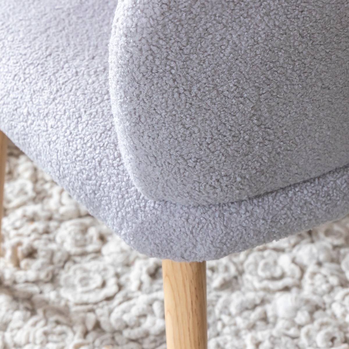 Lot de 2 chaises en tissu bouclette AYSE gris, MADE IN MEUBLES 