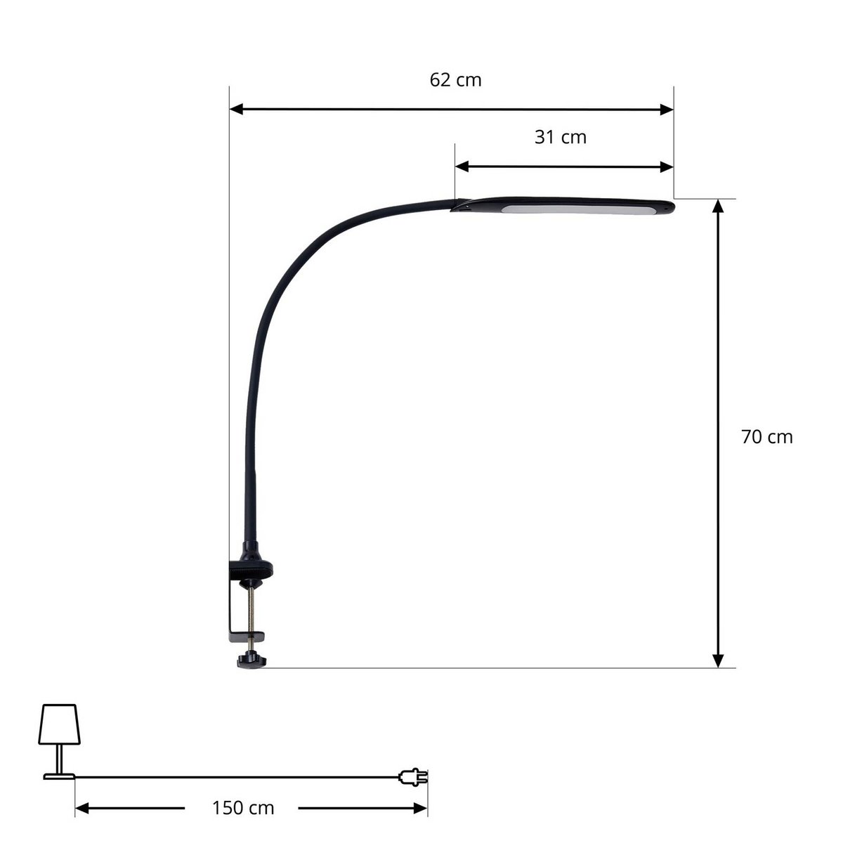 Lampe à pince en métal moderneLED, Nilay noir, LINDBY