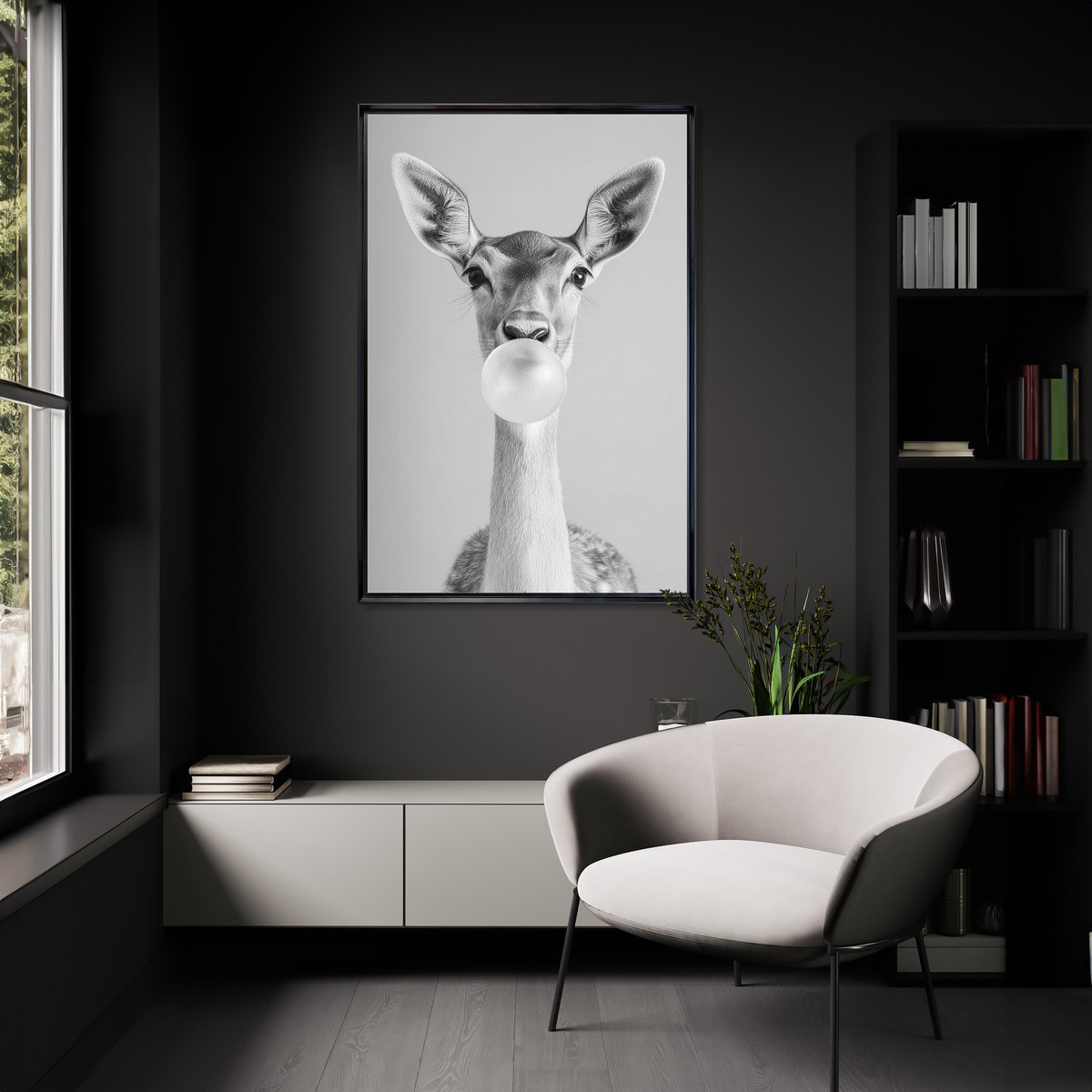 Tableau Mural Encadré Portrait Biche Bubble Gum ANIMAUX HUMANISÉS tableaux encadrés, CEANOTHE