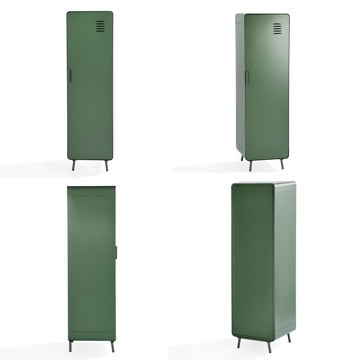 Armoire de rangement avec 1 portes 2 couches et 1 rail en métal industriel, WALNUTLIVING vert foncé, MEUBLES COSY