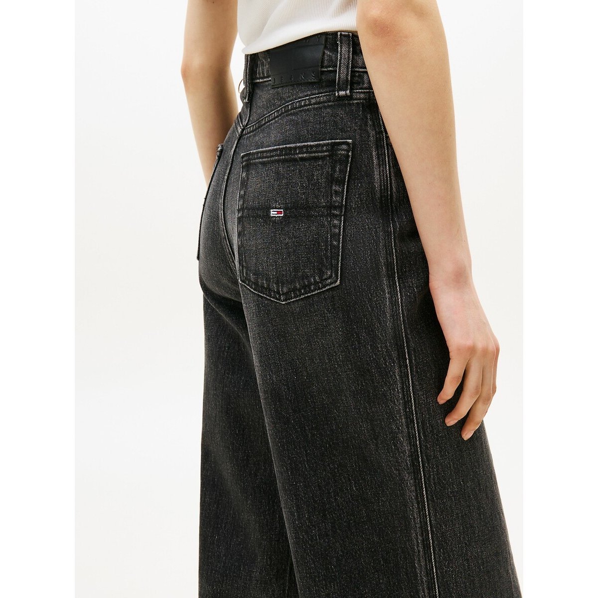 Wide Leg Jeans with High Waist black denim, TOMMY JEANS