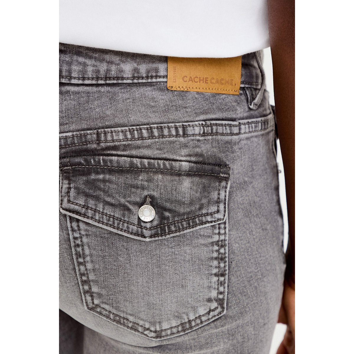 Jean bootcut taille basse denim gris, CACHE CACHE