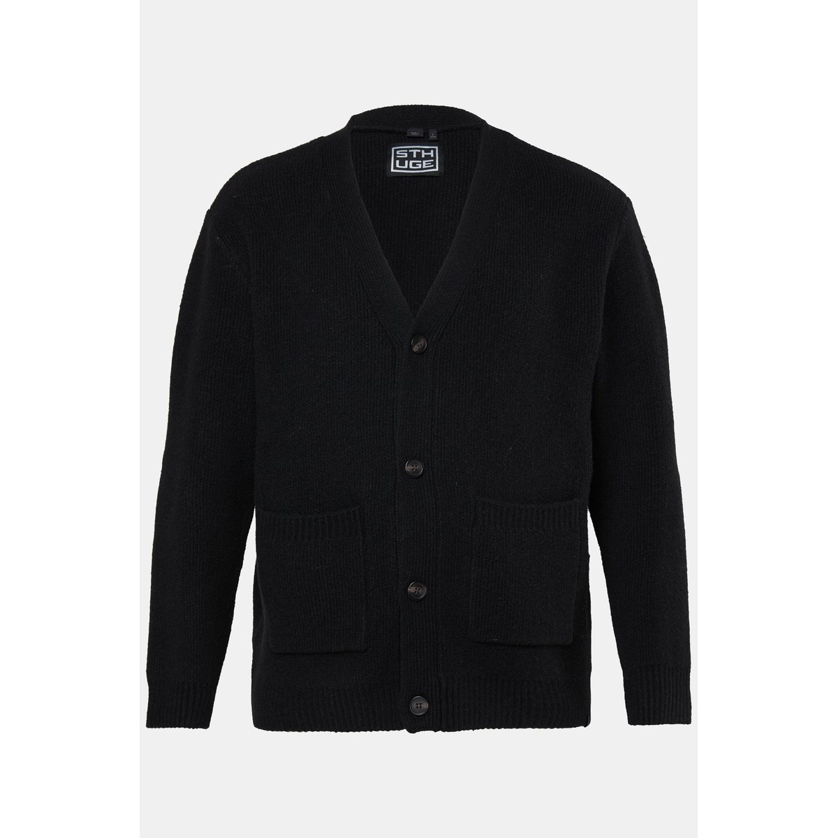Cardigan coupe décontractée noir, STHUGE
