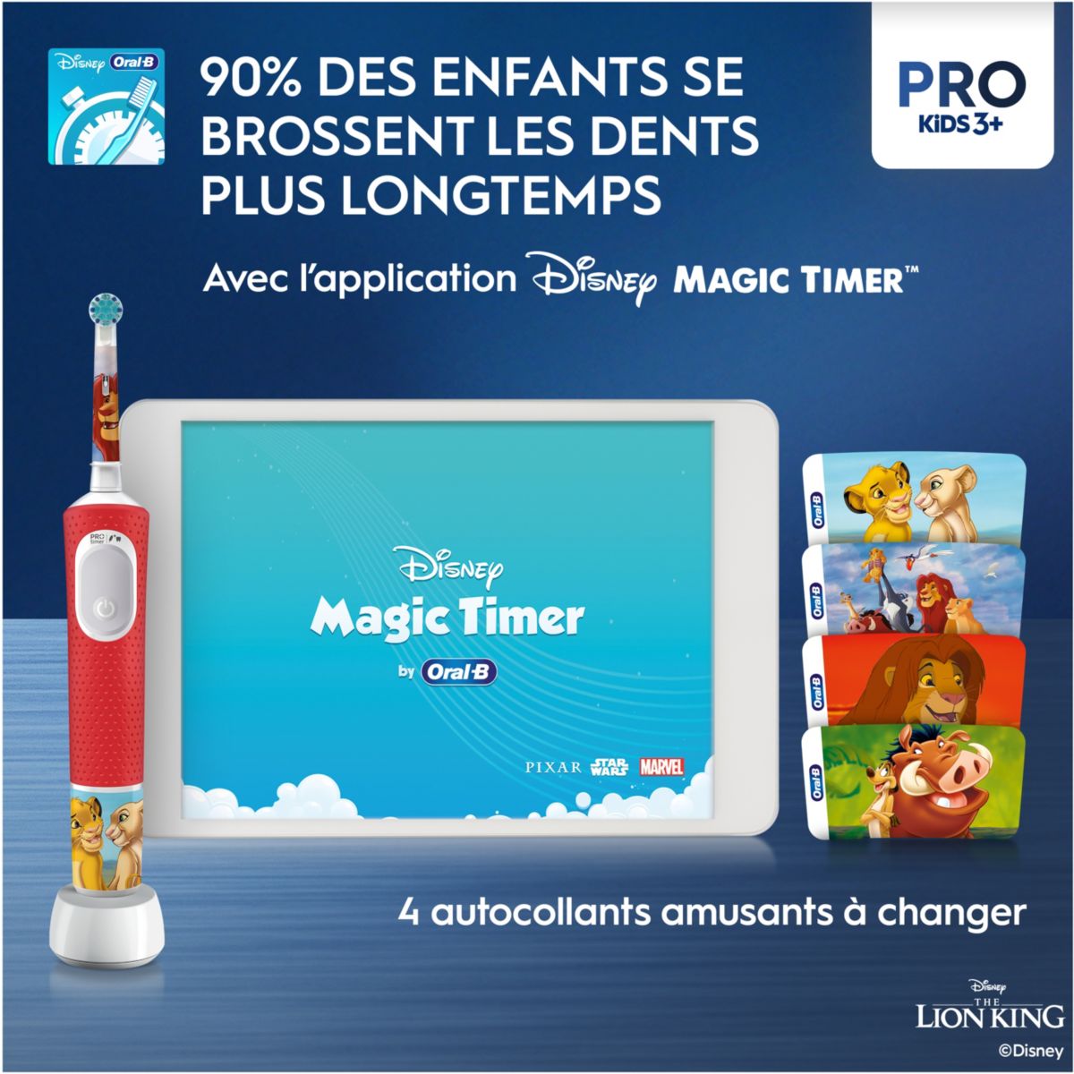 Brosse à dents électrique Vitality Pro Kids Roi Lion + étui de voyage couleur unique, ORAL B