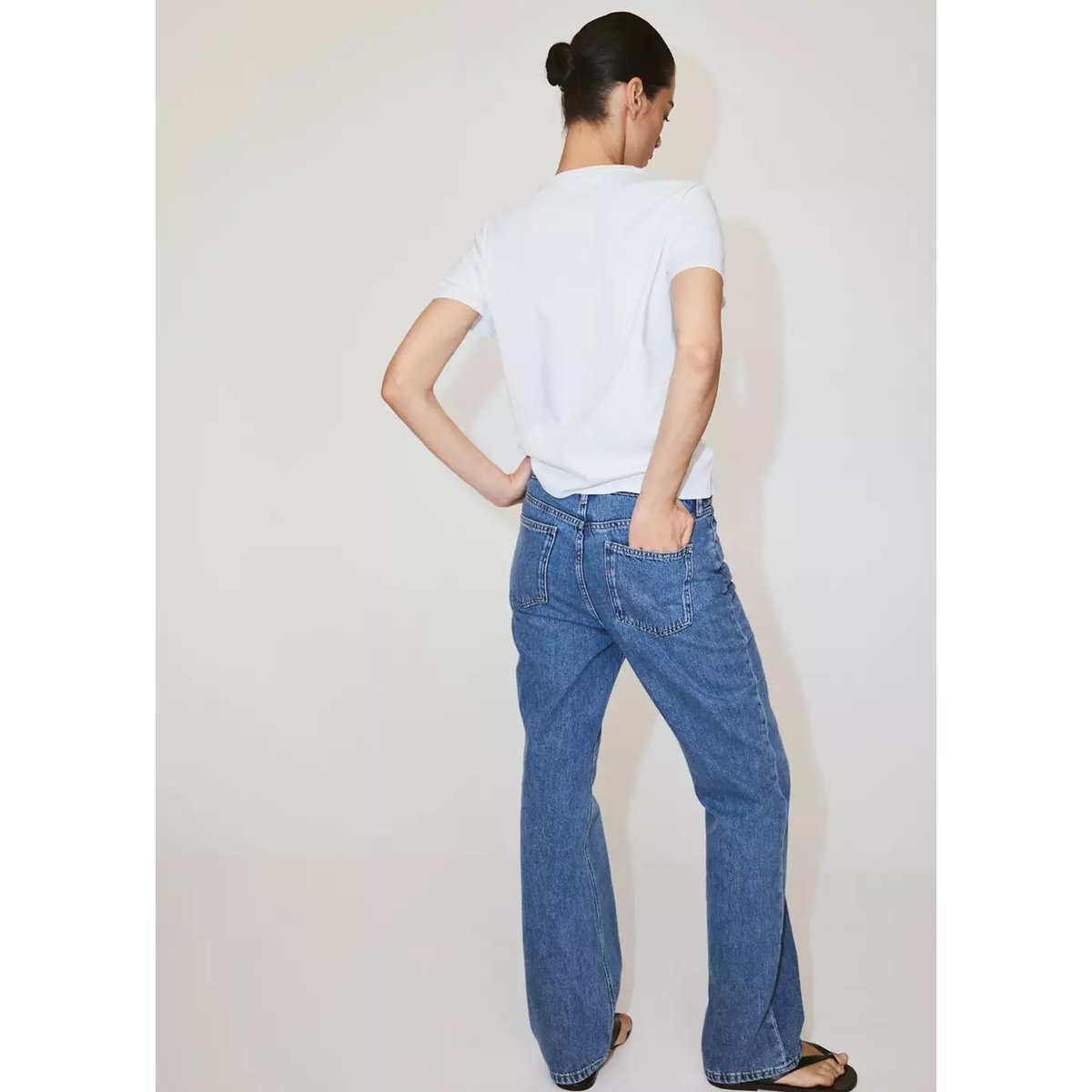 T-shirt 100 % coton col rond blanc, MANGO