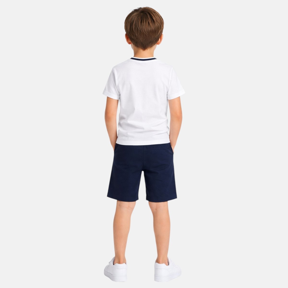 Ensemble t-shirt col V et short BLOCK PARTY bleu marine, ELLESSE