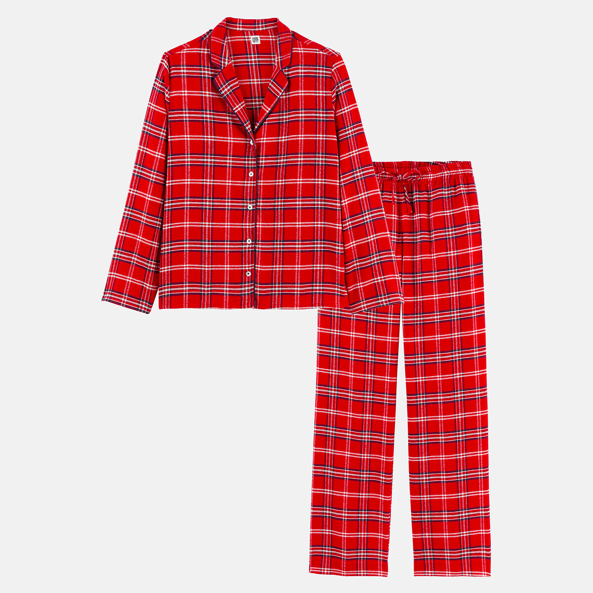 Camiseta de pijama de franela a cuadros cuadros rojo, SO'HOME