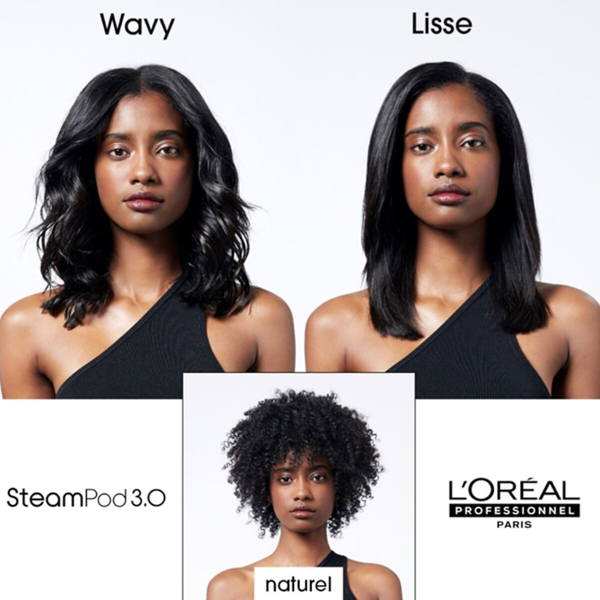 Lisseur vapeur Steampod 3.0 blanc/noir, L OREAL PROFESSIONNEL