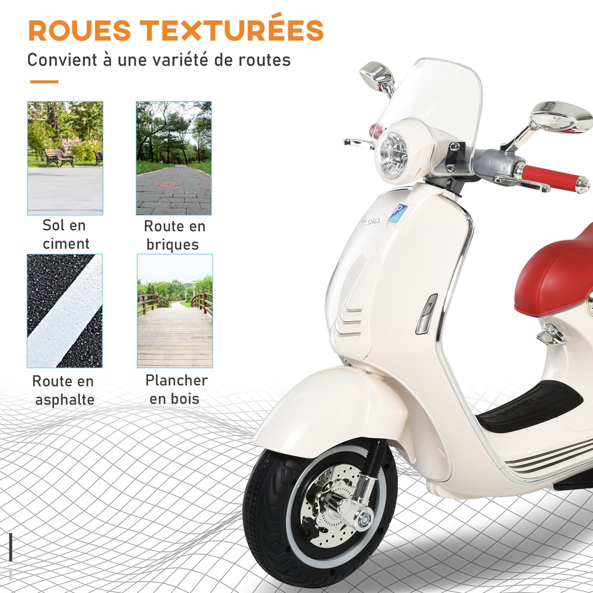 Moto électrique à conducteur assis PP Rose crème, HOMCOM