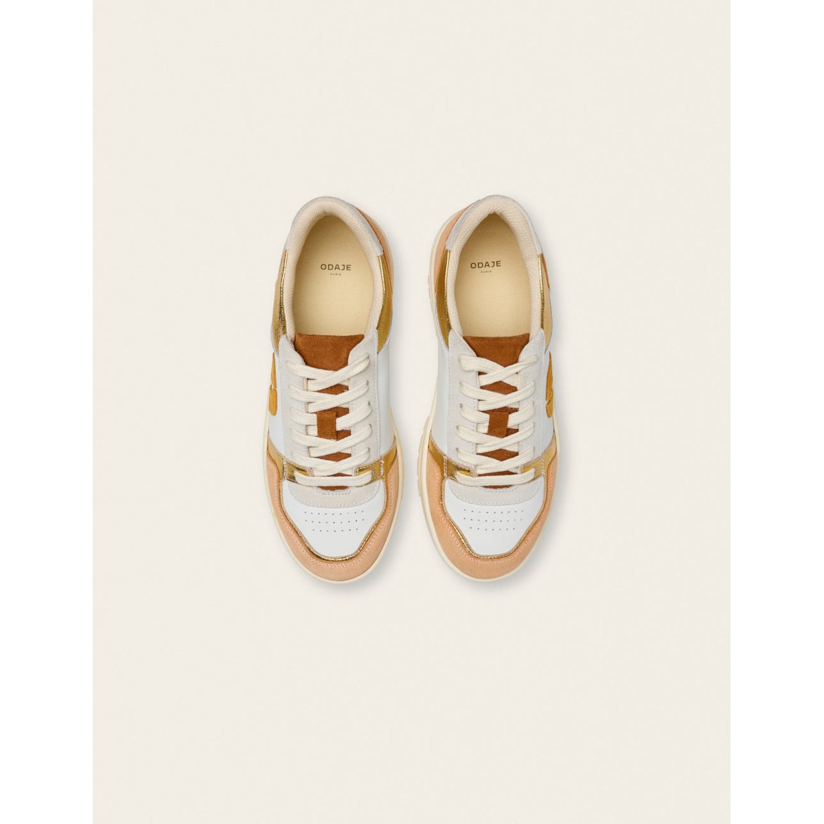 Baskets basses NORA blanc blush doré, ODAJE