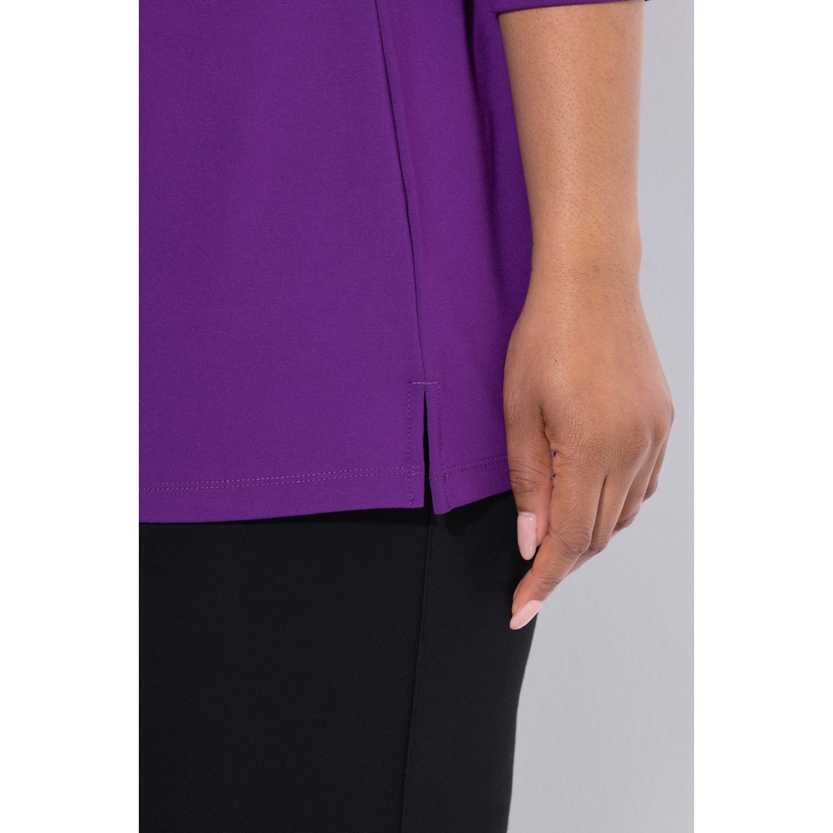 T-shirt en point de Rome, fermeture zippée lys foncé, ULLA POPKEN